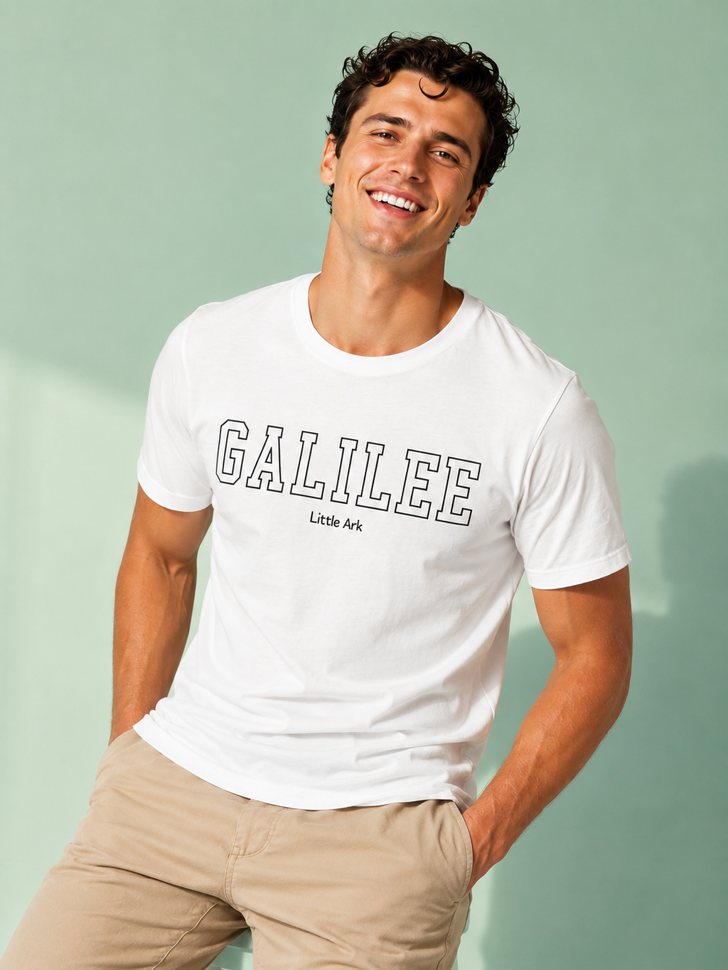 Galillee Mens CVC Jersey Tee in CVC White – T-Shirt | Little Ark | Christian Clothing Brand