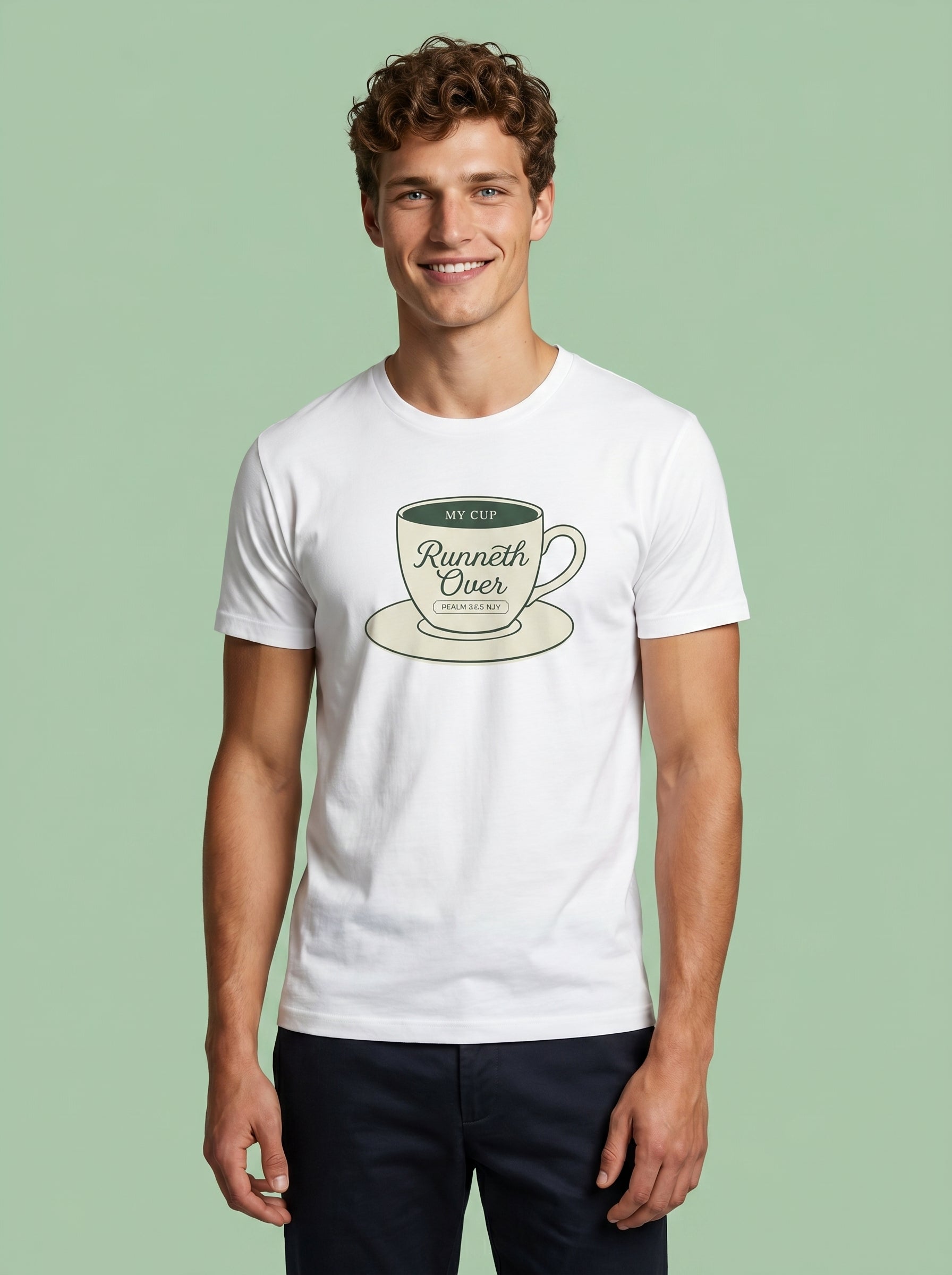 My Cup Runneth Over Vintage Mens Tee – T-Shirt | Little Ark | Christian Clothing Brand