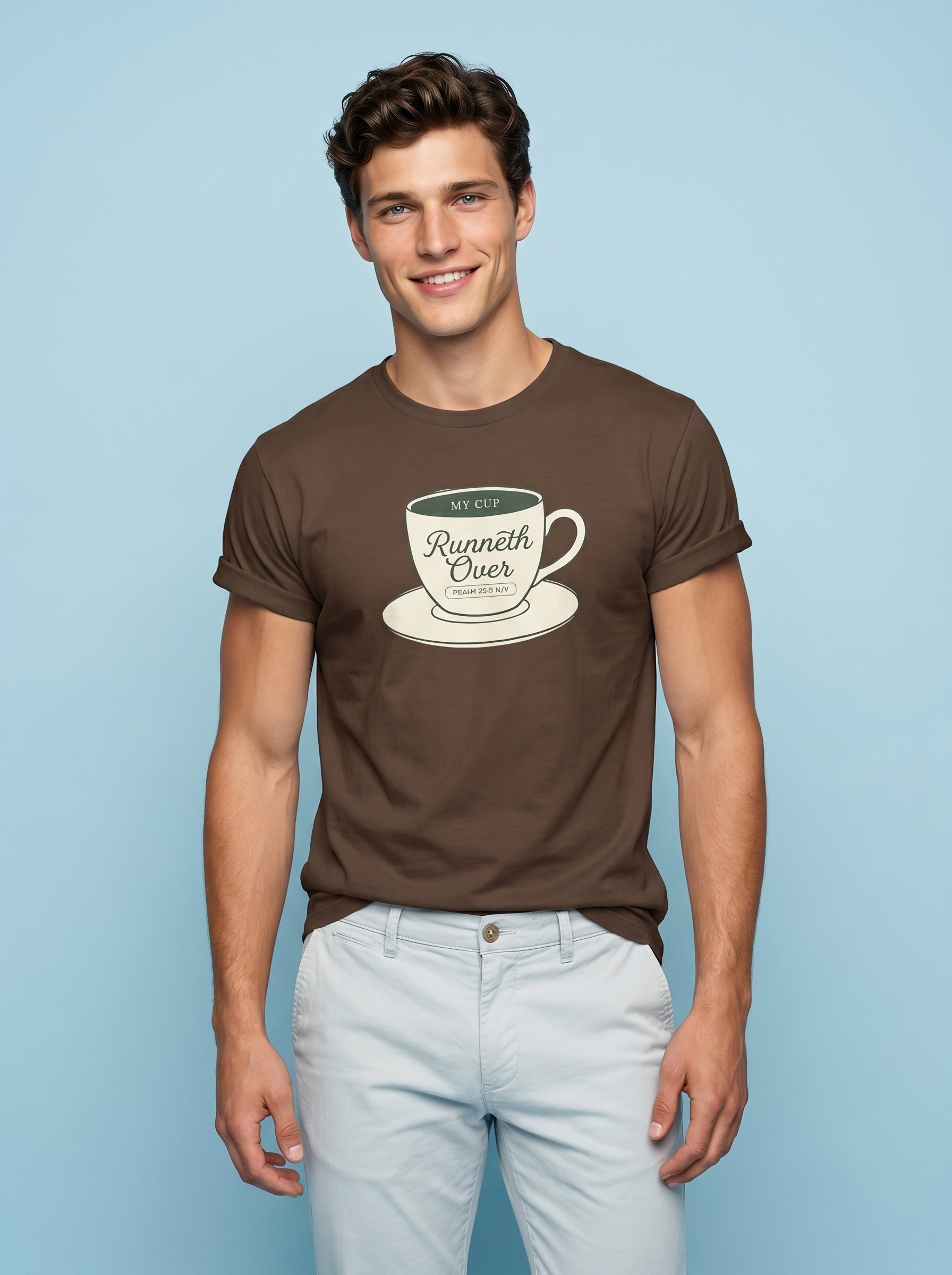 My Cup Runneth Over Vintage Mens Tee – T-Shirt | Little Ark | Christian Clothing Brand