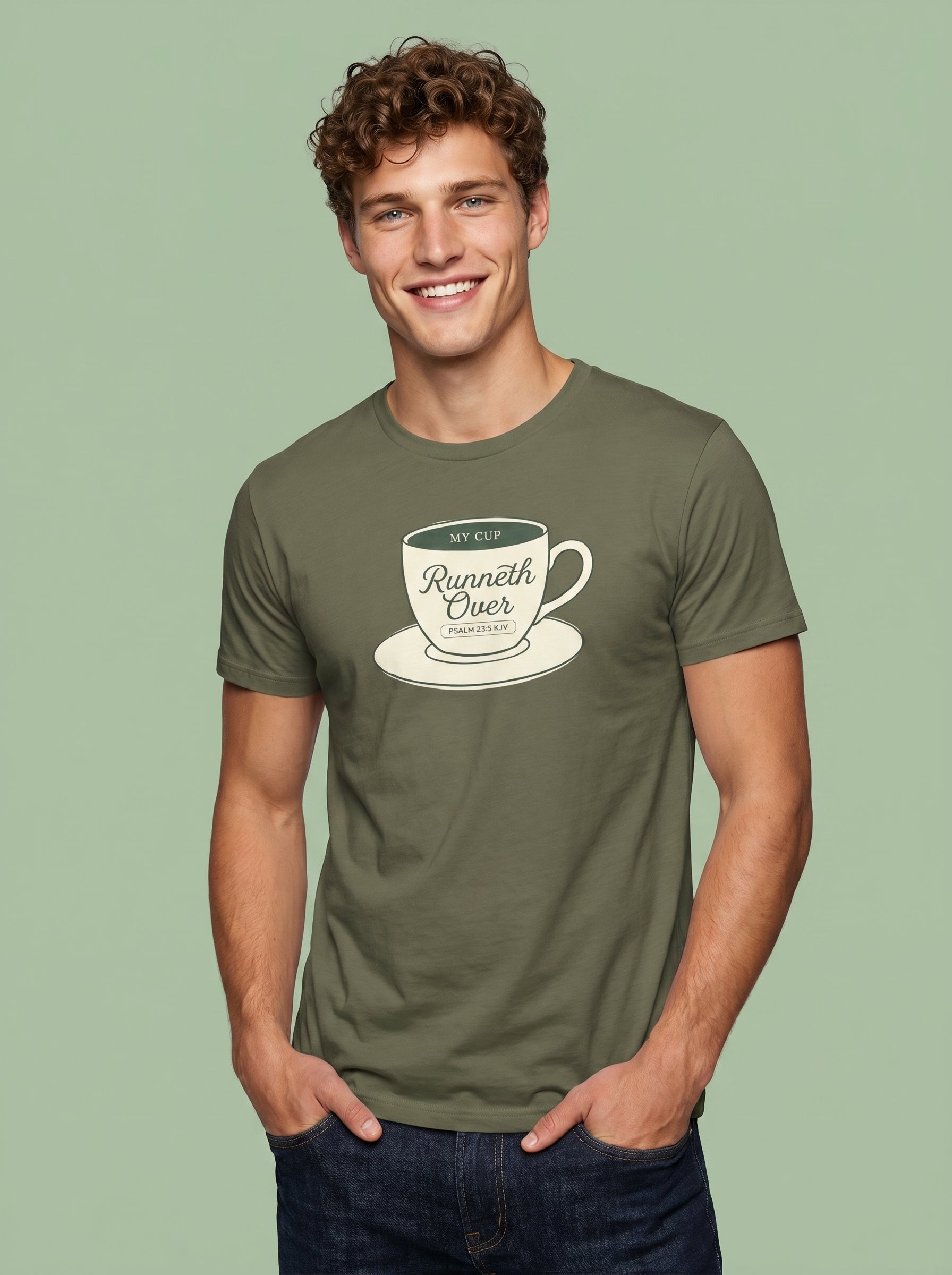 My Cup Runneth Over Vintage Mens Tee – T-Shirt | Little Ark | Christian Clothing Brand