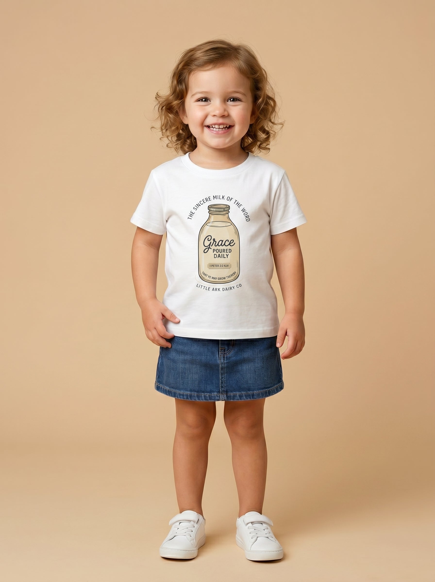 'Grace Poured Daily' -  Vintage Milk Bottle Toddlers Tee