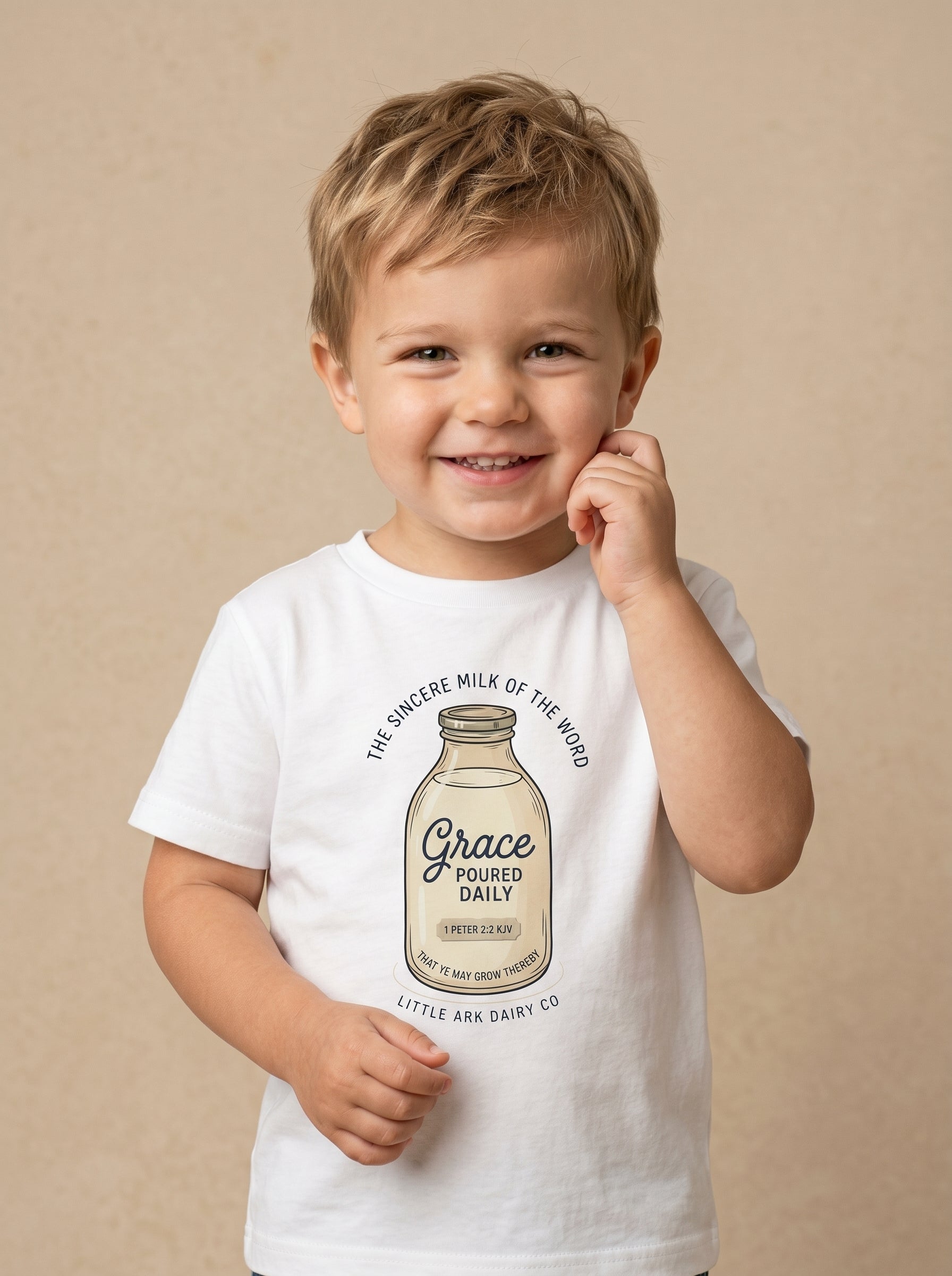 'Grace Poured Daily' -  Vintage Milk Bottle Toddlers Tee