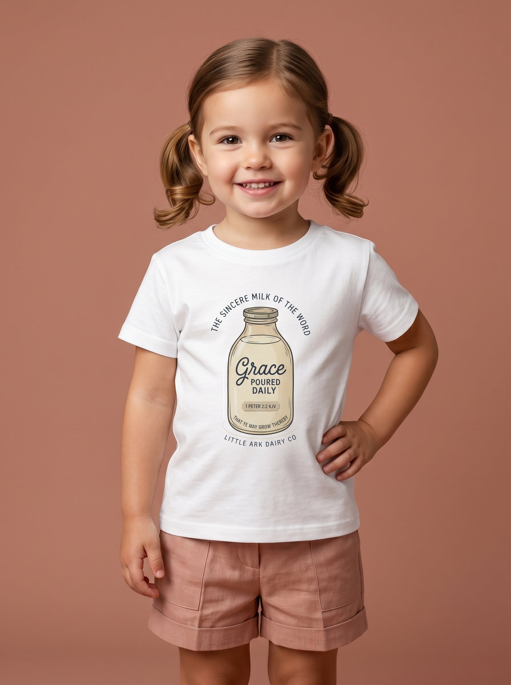 'Grace Poured Daily' -  Vintage Milk Bottle Toddlers Tee