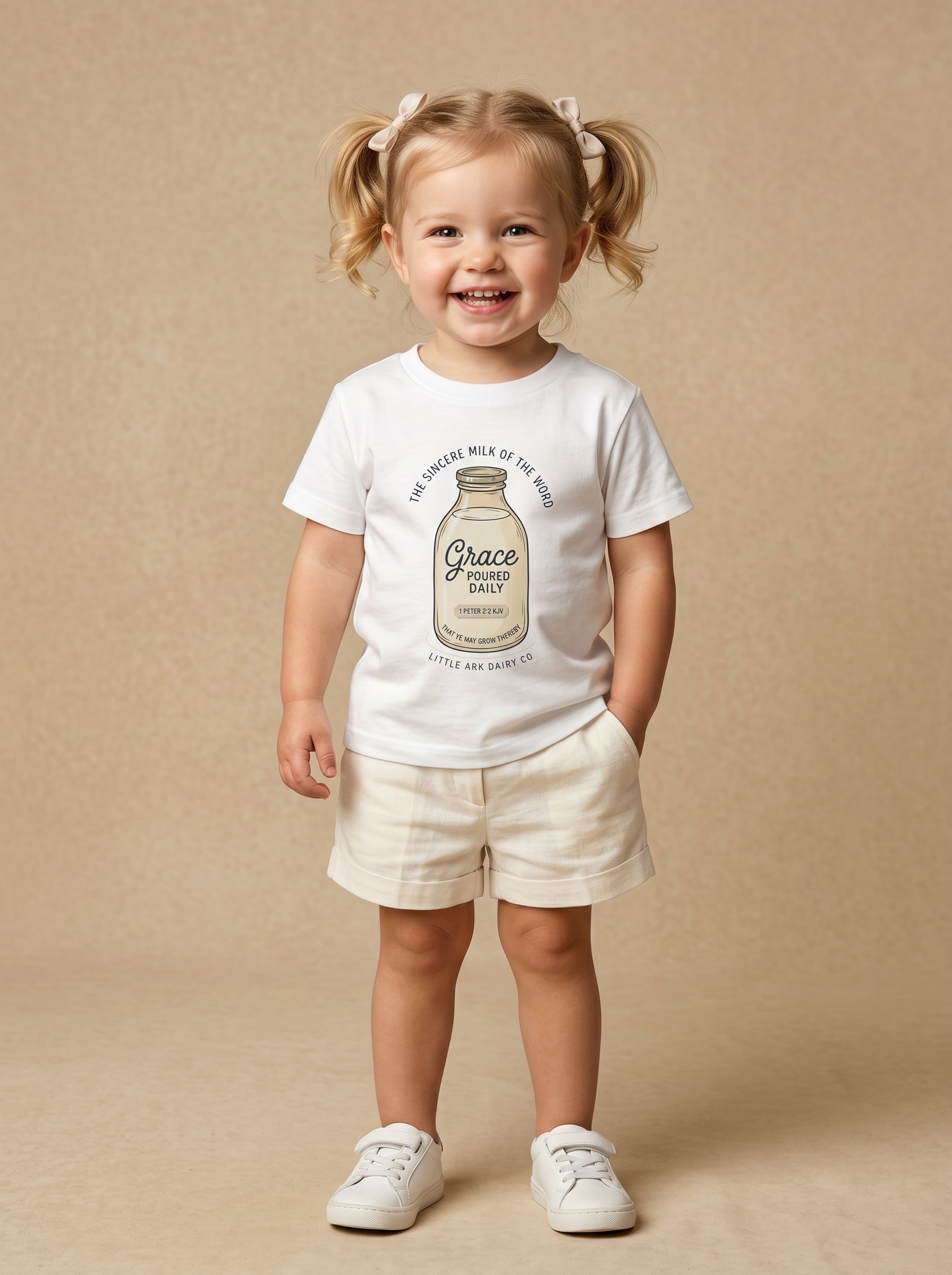 'Grace Poured Daily' -  Vintage Milk Bottle Toddlers Tee