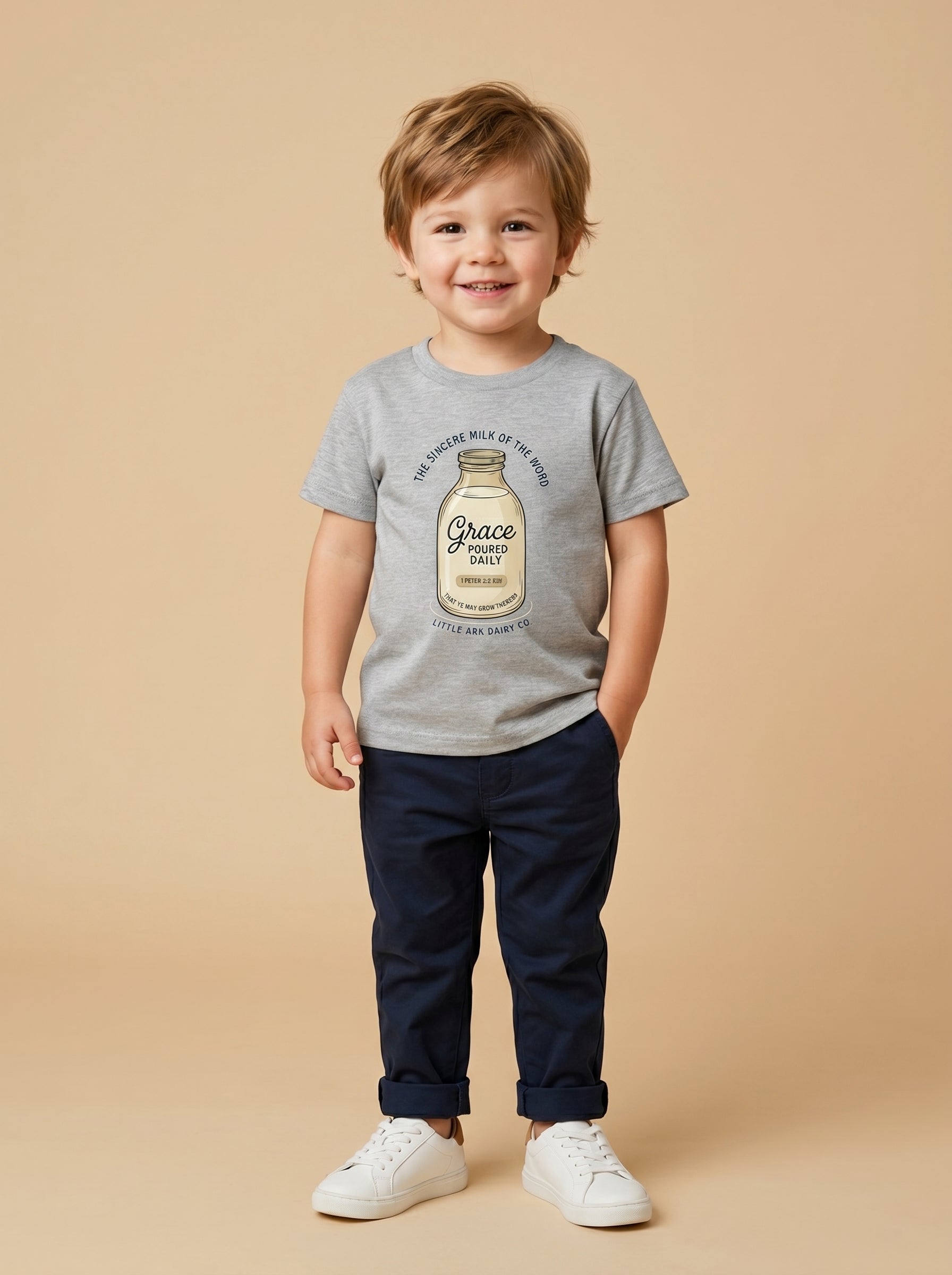'Grace Poured Daily' -  Vintage Milk Bottle Toddlers Tee