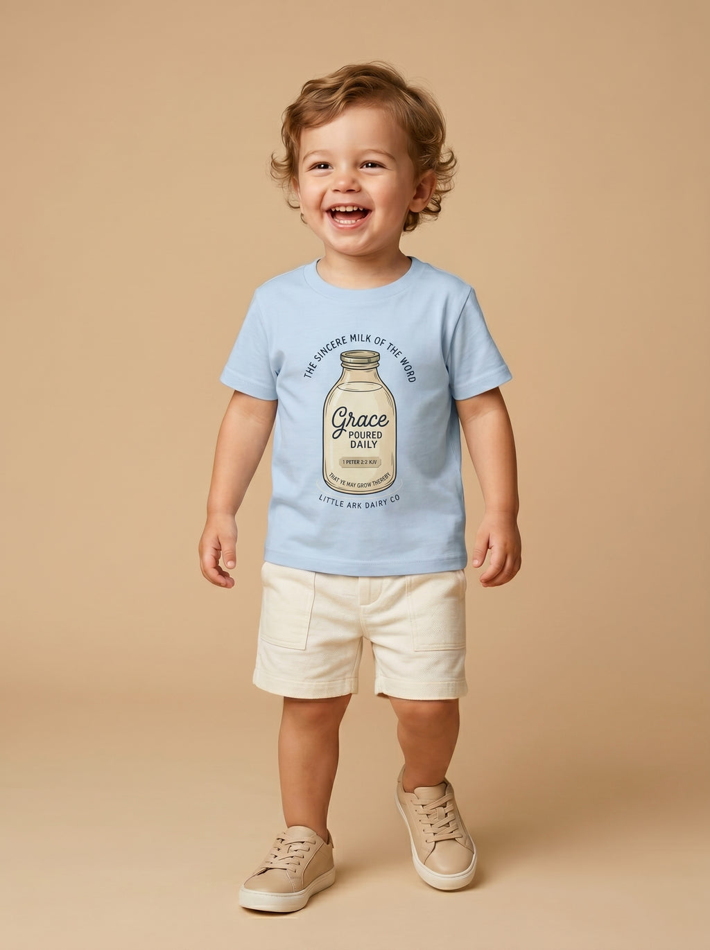 'Grace Poured Daily' -  Vintage Milk Bottle Toddlers Tee