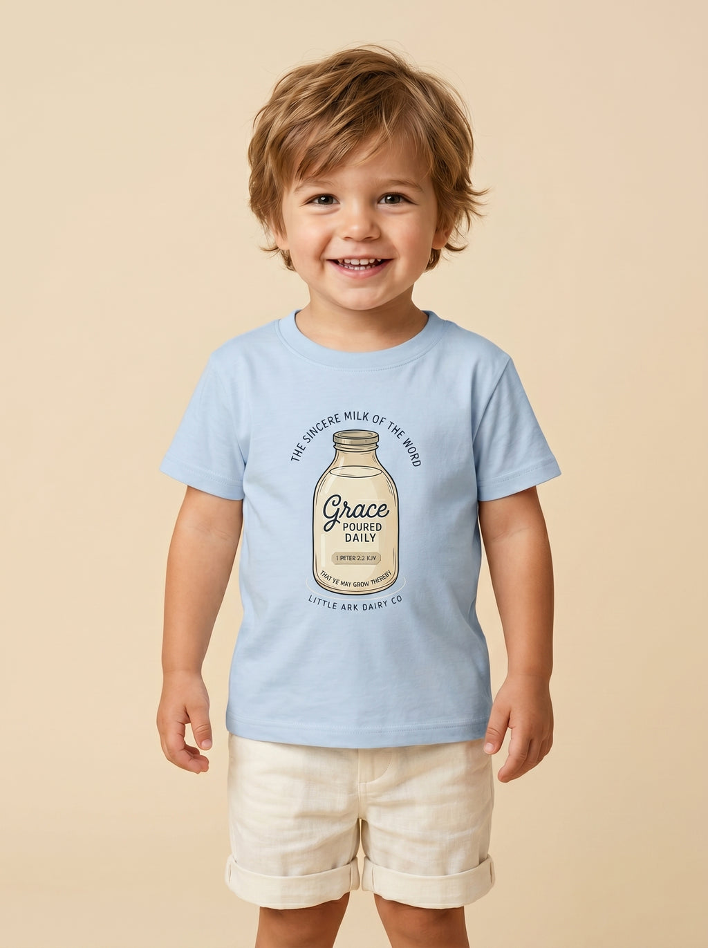 'Grace Poured Daily' -  Vintage Milk Bottle Toddlers Tee