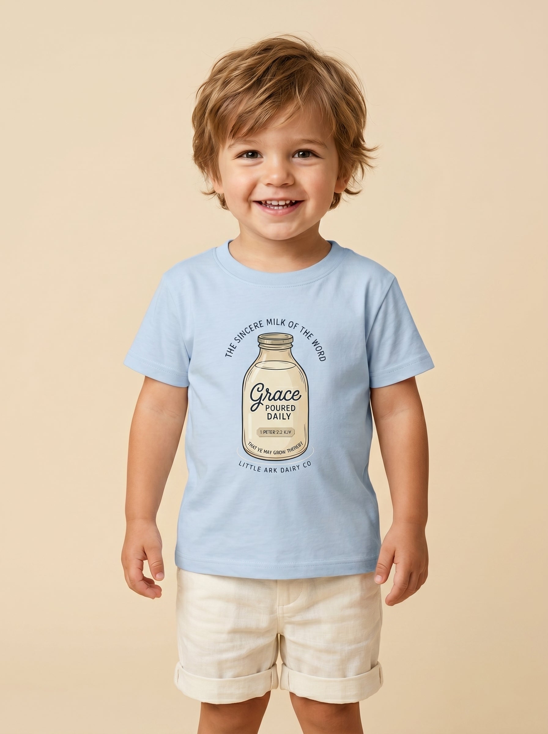 'Grace Poured Daily' -  Vintage Milk Bottle Toddlers Tee