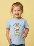 'Grace Poured Daily' - Vintage Milk Bottle Toddlers Tee in Light Blue – Kids clothes | Little Ark | Christian Clothing Brand
