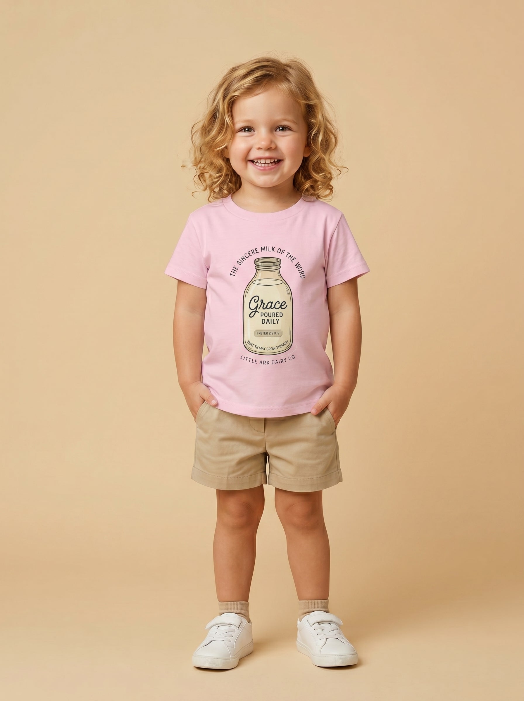 'Grace Poured Daily' -  Vintage Milk Bottle Toddlers Tee