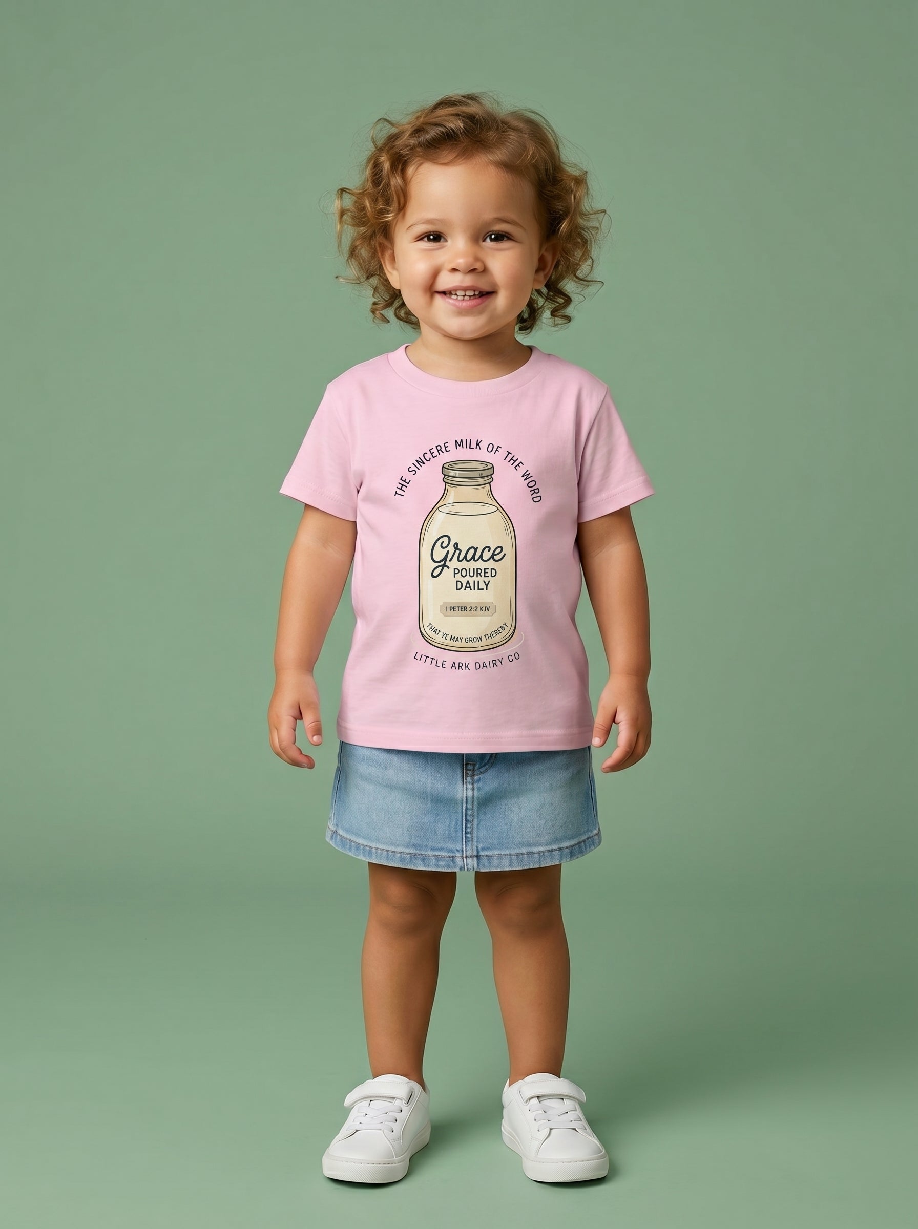 'Grace Poured Daily' -  Vintage Milk Bottle Toddlers Tee