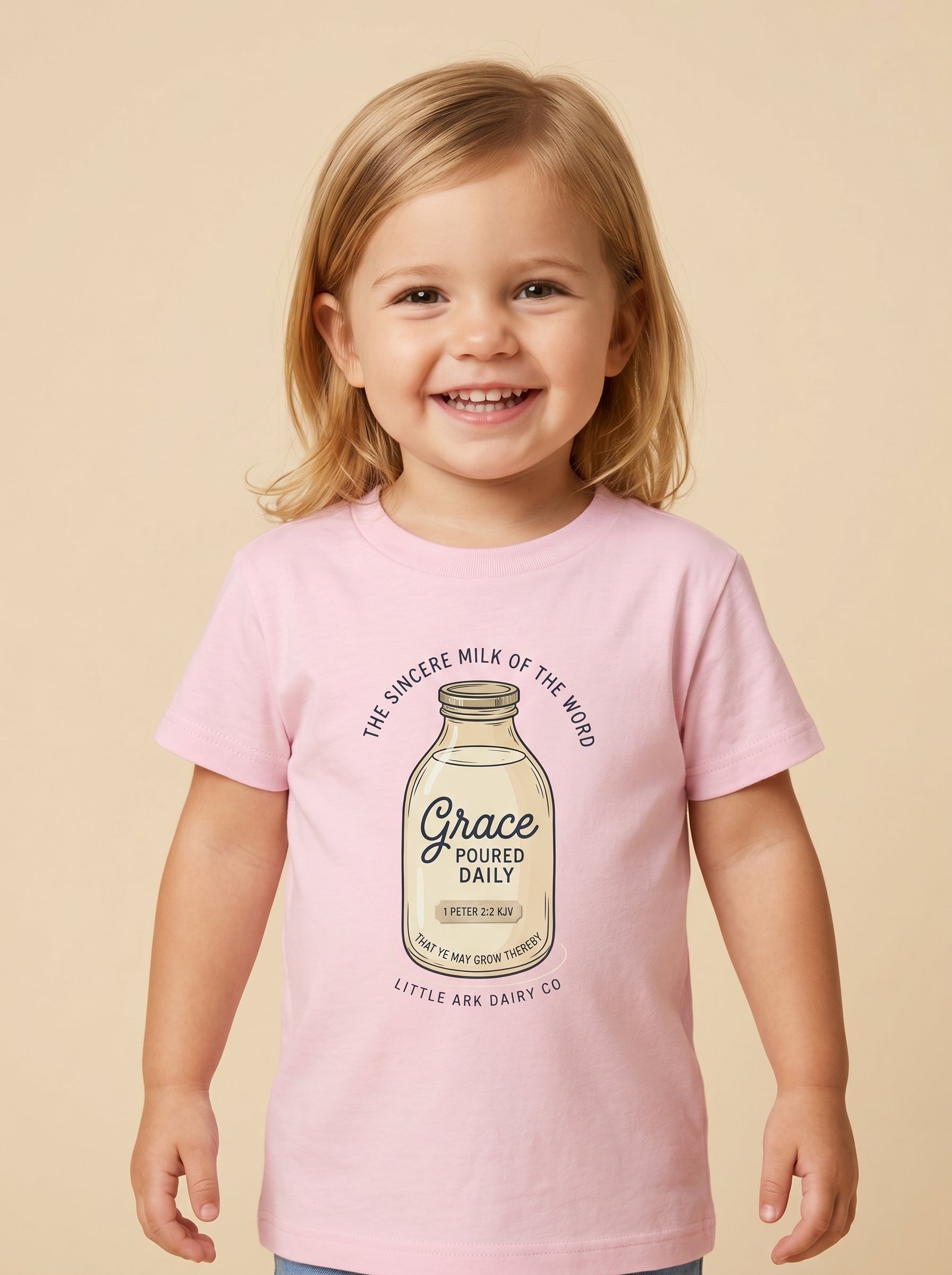 'Grace Poured Daily' -  Vintage Milk Bottle Toddlers Tee