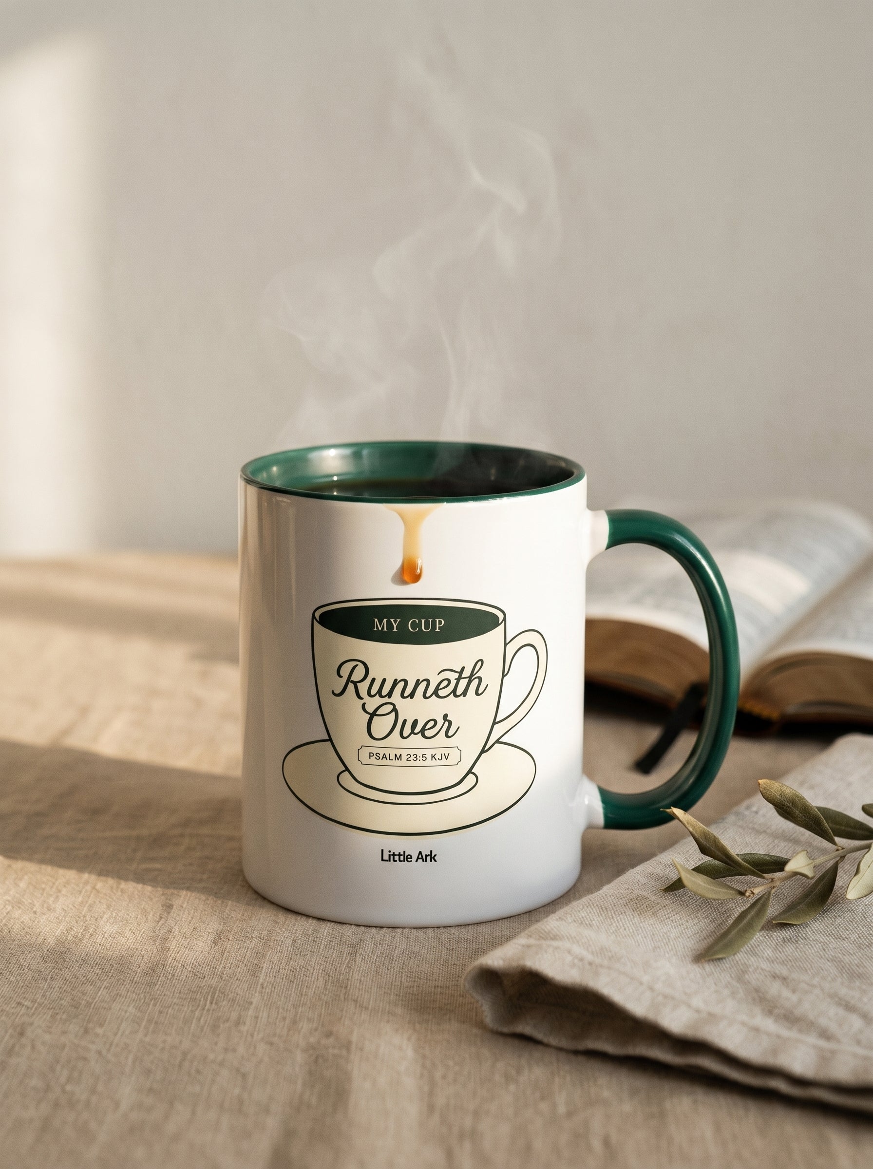 'My Cup Runneth Over' Ceramic Mug in – Mug | Little Ark | Christian Clothing Brand
