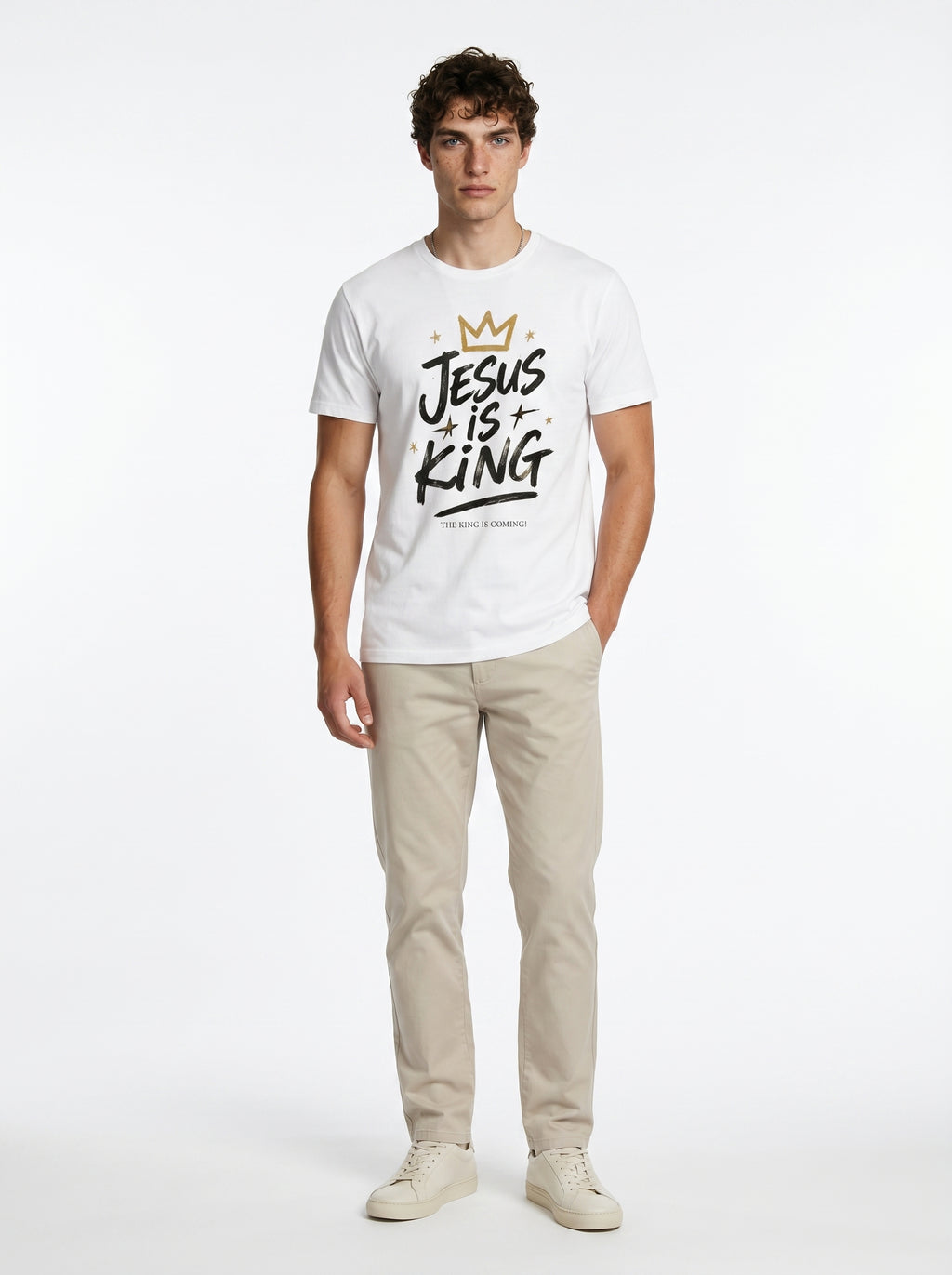 'Jesus Is King' Mens CVC Jersey Tee in – T-Shirt | Little Ark | Christian Clothing Brand