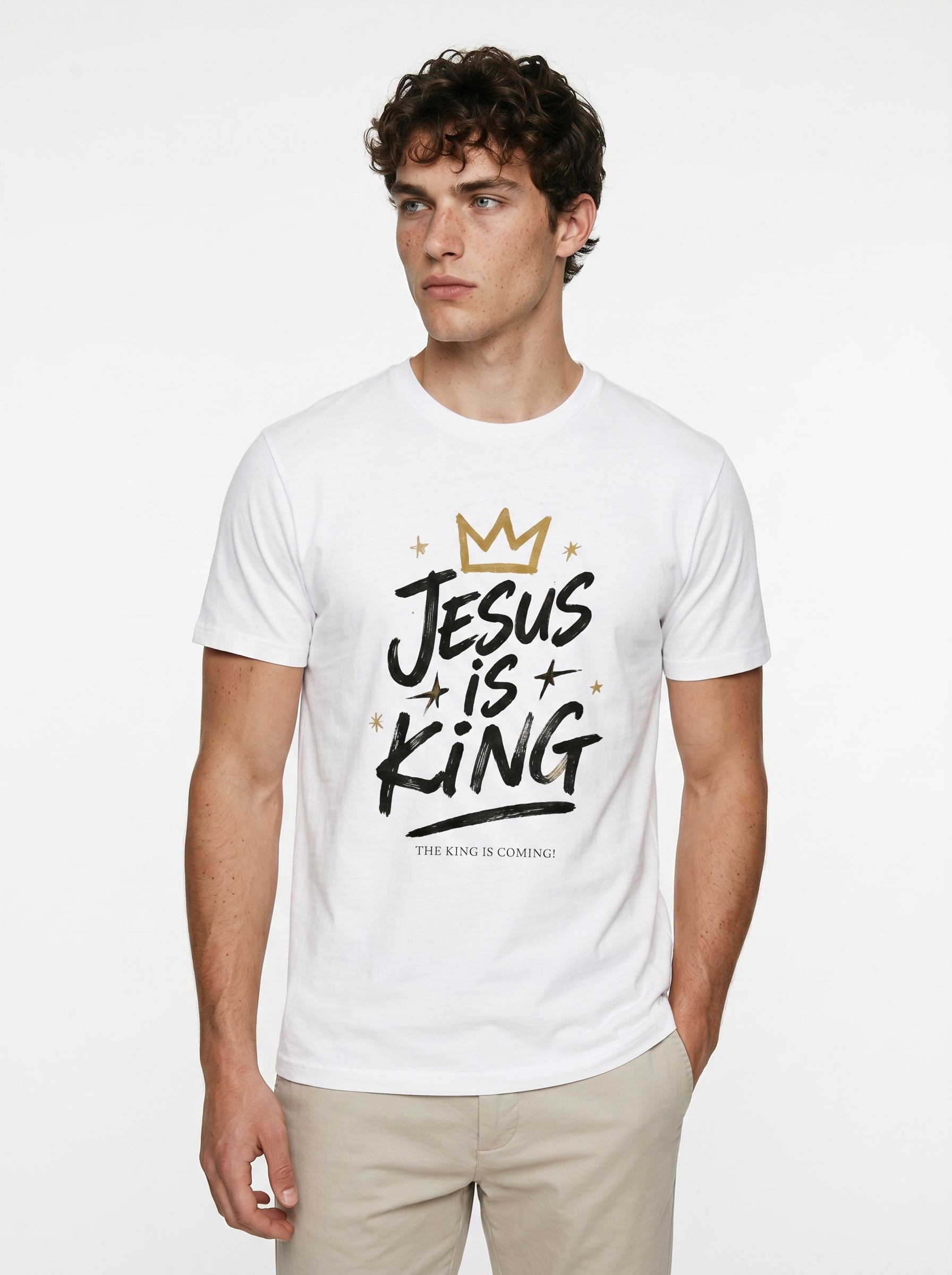 'Jesus Is King' Mens CVC Jersey Tee in – T-Shirt | Little Ark | Christian Clothing Brand