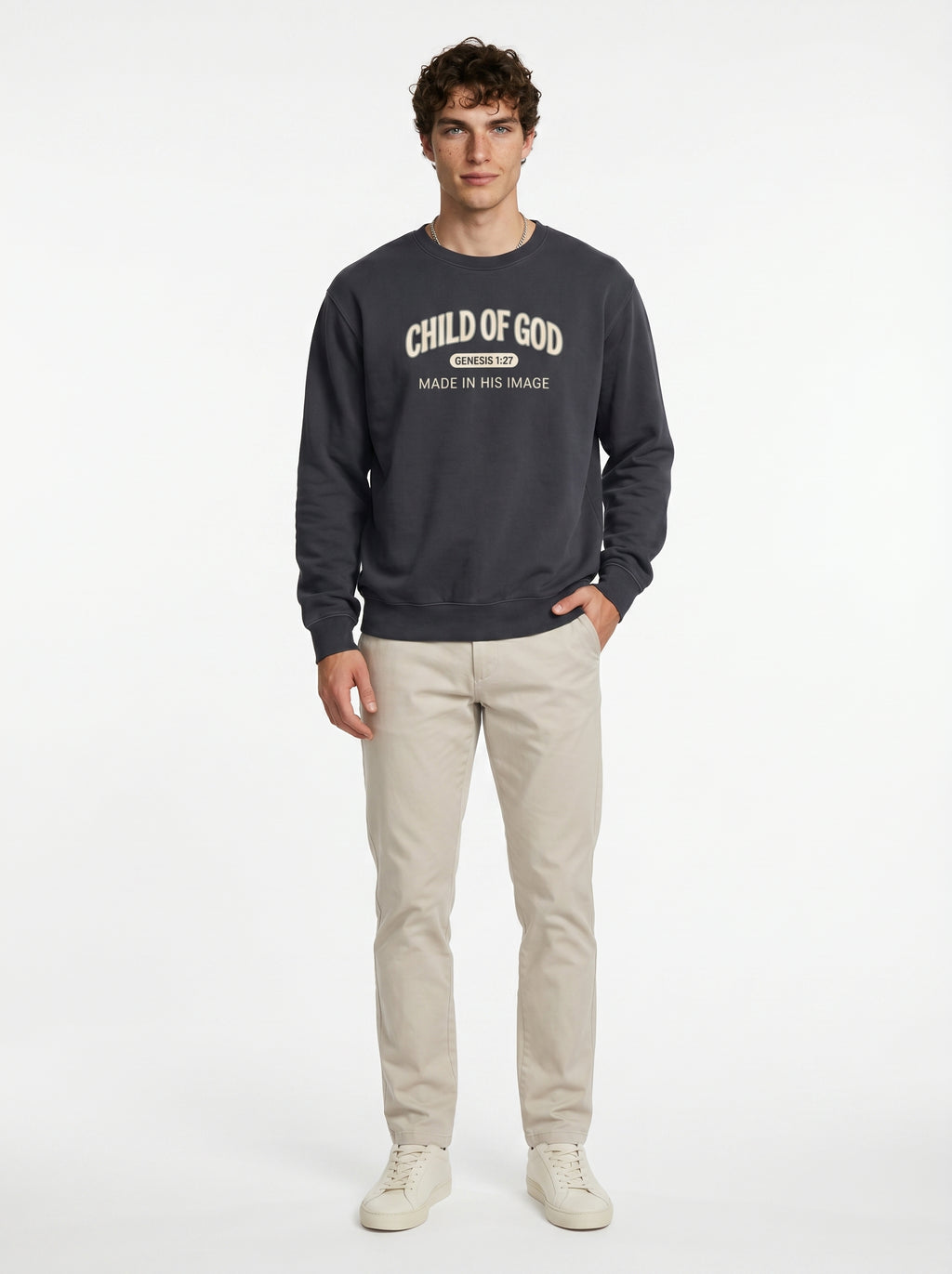 'Child of God' - 'Made in His Image' Mens Sweatshirt in – Sweatshirt | Little Ark | Christian Clothing Brand