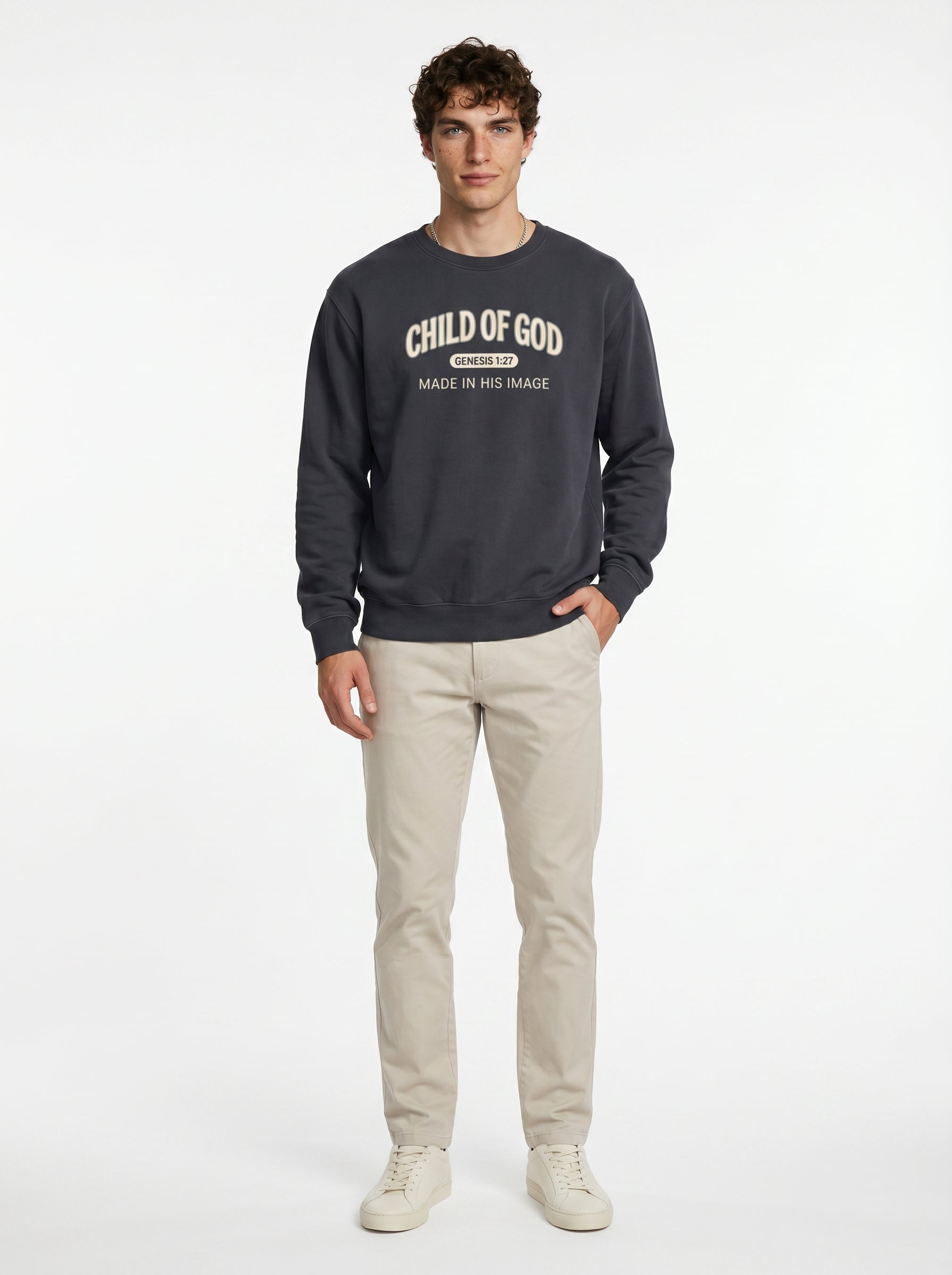 'Child of God' - 'Made in His Image' Mens Sweatshirt in – Sweatshirt | Little Ark | Christian Clothing Brand