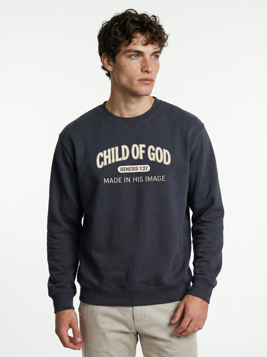 'Child of God' - 'Made in His Image' Mens Sweatshirt in Black – Sweatshirt | Little Ark | Christian Clothing Brand