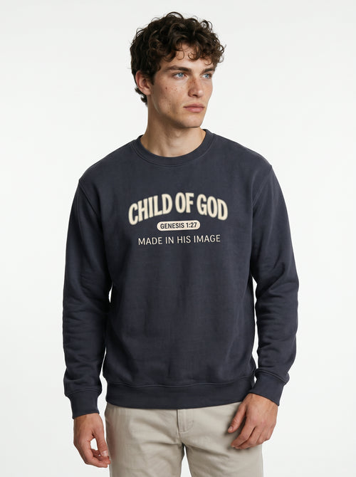 'Child of God' - 'Made in His Image' Mens Sweatshirt in Black – Sweatshirt | Little Ark | Christian Clothing Brand