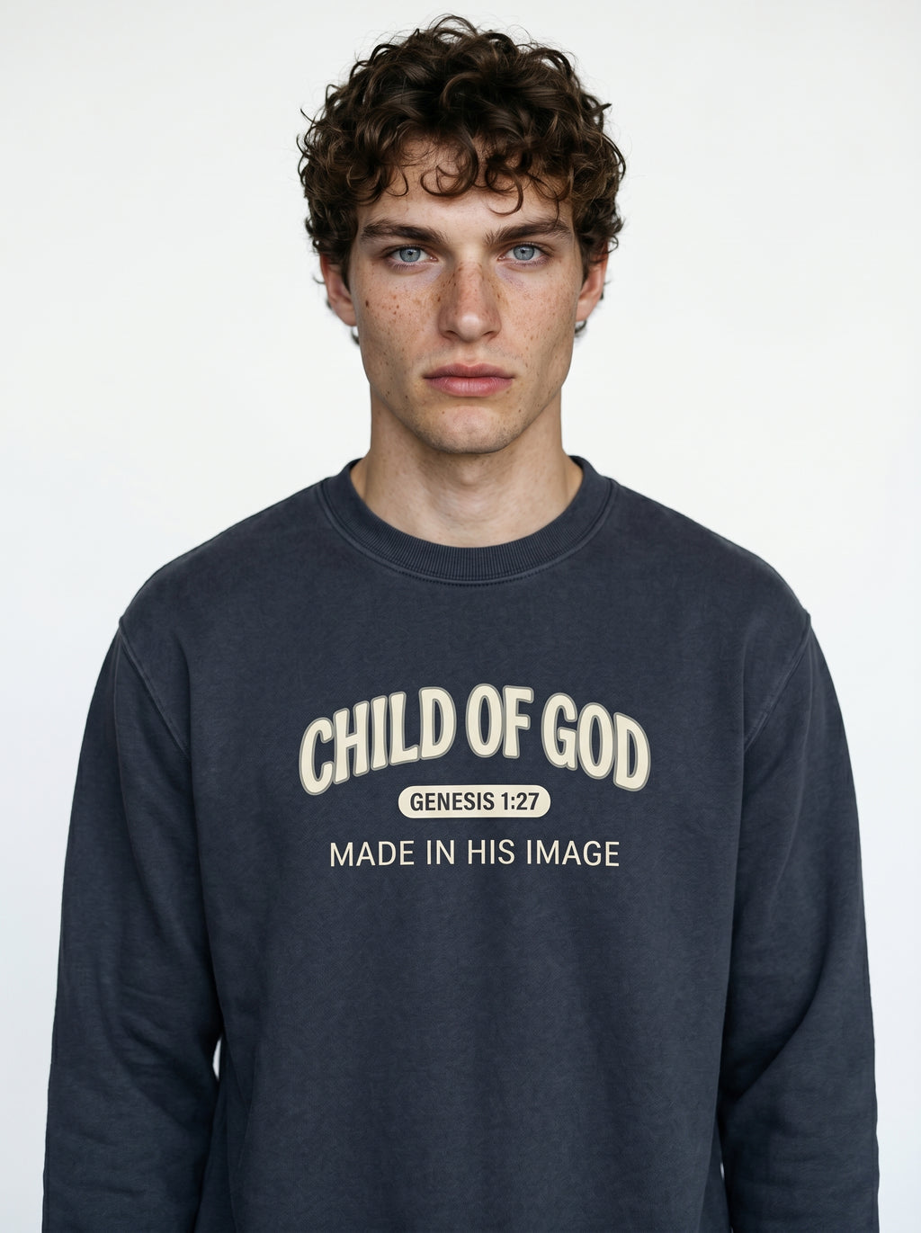 'Child of God' - 'Made in His Image' Mens Sweatshirt in – Sweatshirt | Little Ark | Christian Clothing Brand