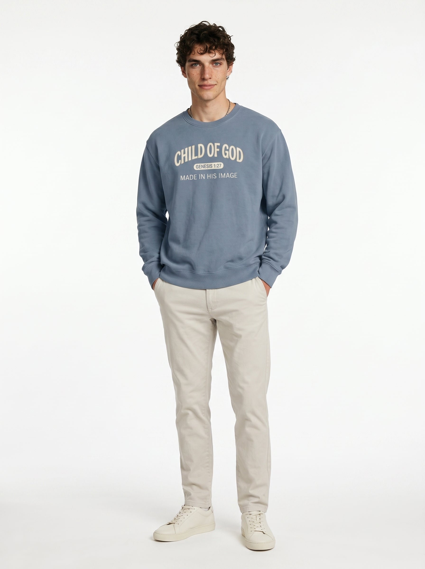 'Child of God' - 'Made in His Image' Mens Sweatshirt in – Sweatshirt | Little Ark | Christian Clothing Brand