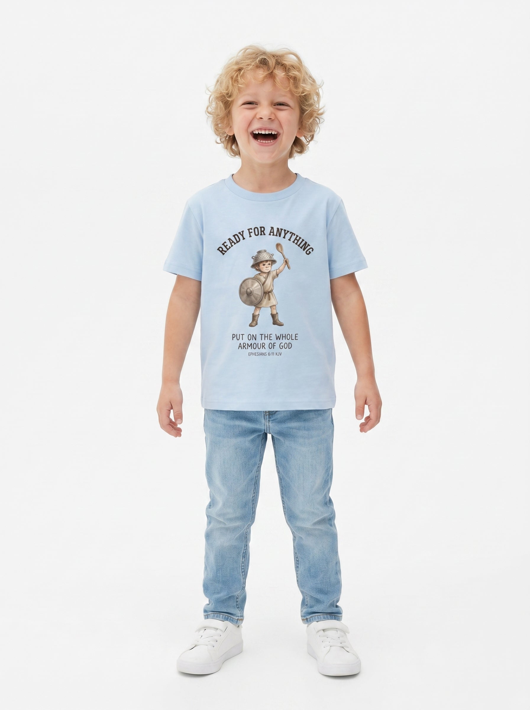 'Ready for Anything' - Armor of God Toddlers Tee in – Kids clothes | Little Ark | Christian Clothing Brand