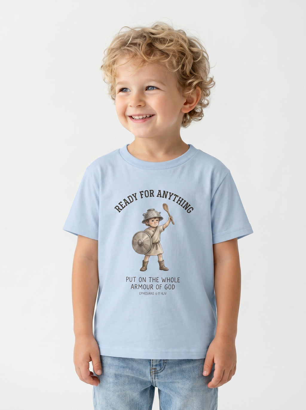 'Ready for Anything' - Armor of God Toddlers Tee in – Kids clothes | Little Ark | Christian Clothing Brand