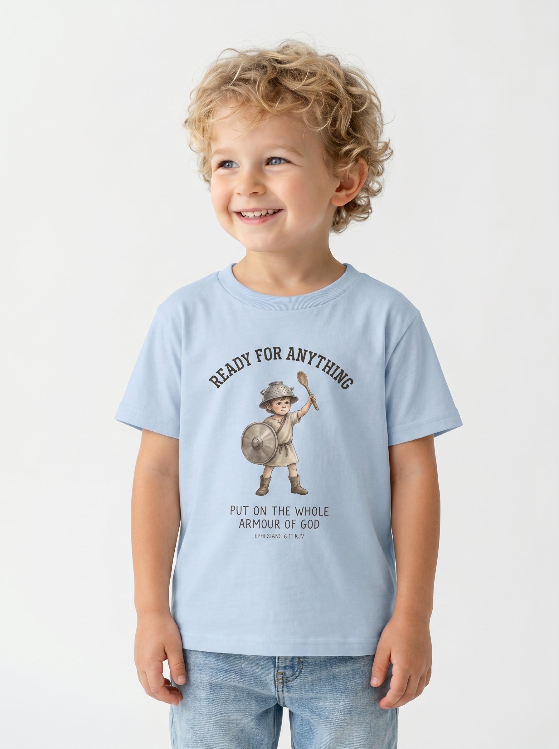 'Ready for Anything' - Armor of God Toddlers Tee in – Kids clothes | Little Ark | Christian Clothing Brand