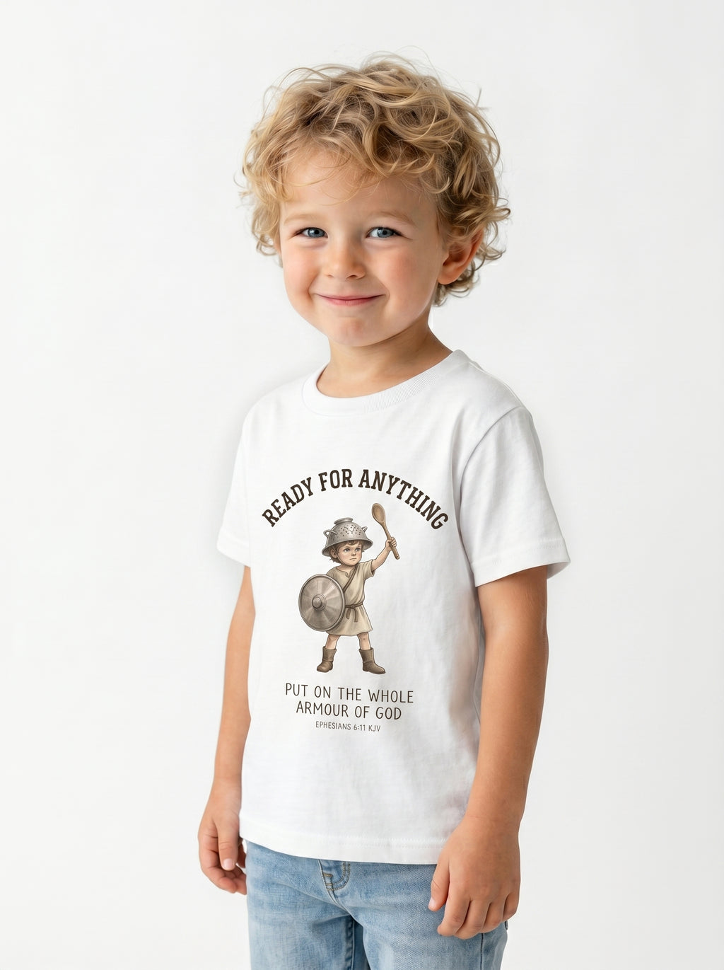 'Ready for Anything' - Armor of God Toddlers Tee in – Kids clothes | Little Ark | Christian Clothing Brand