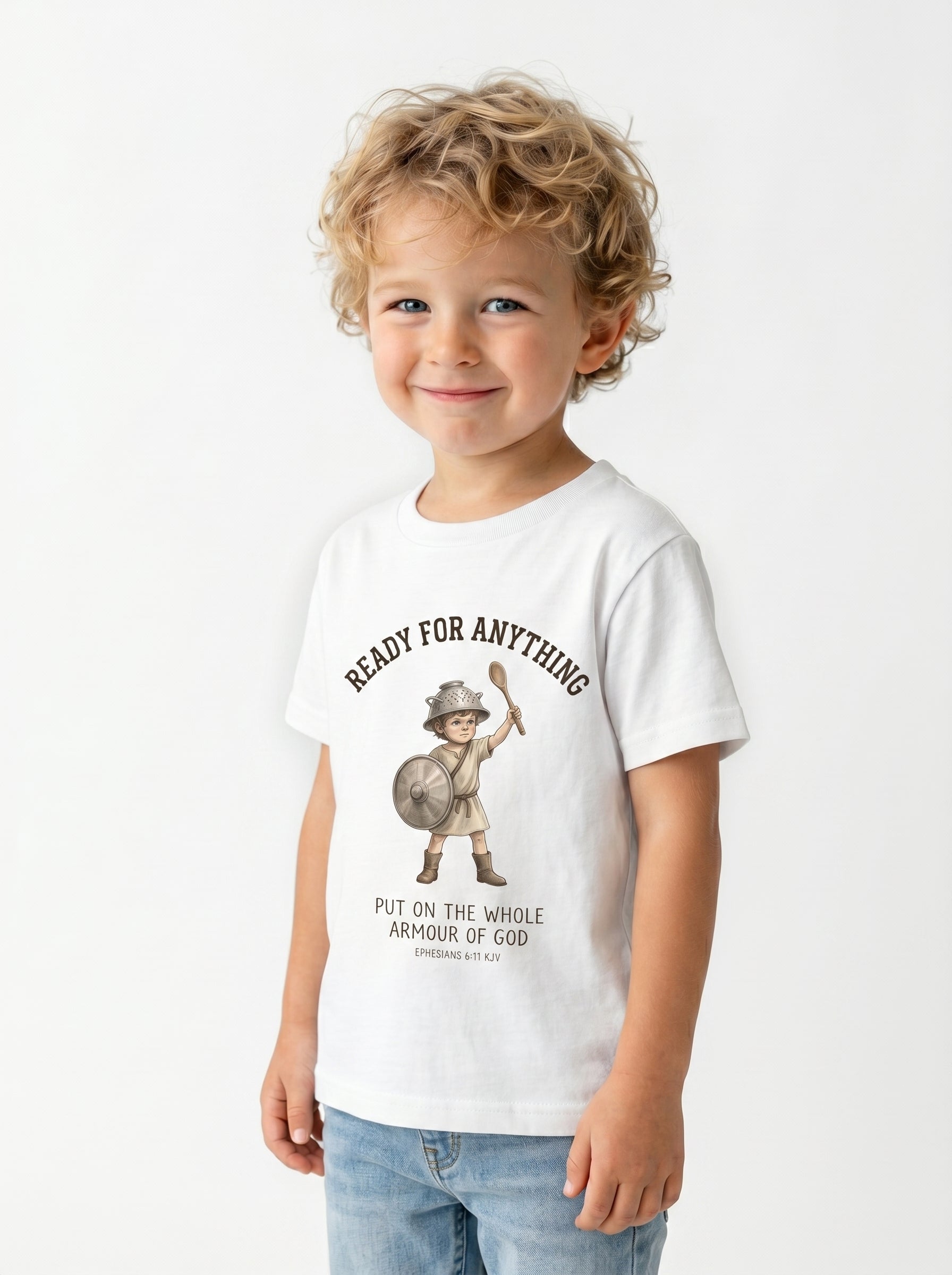 'Ready for Anything' - Armor of God Toddlers Tee in – Kids clothes | Little Ark | Christian Clothing Brand