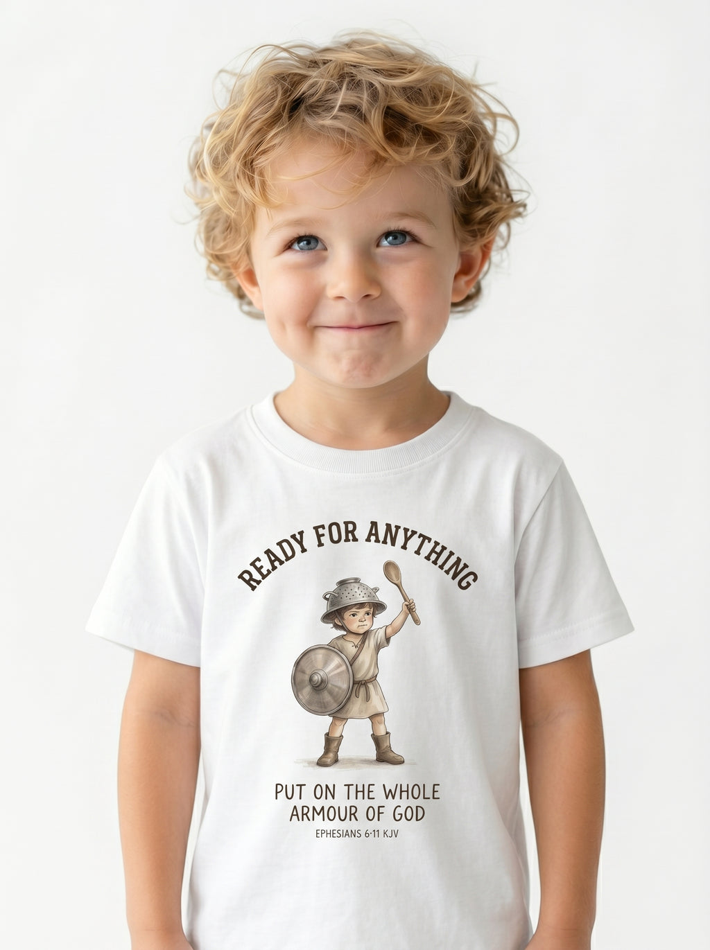 'Ready for Anything' - Armor of God Toddlers Tee in – Kids clothes | Little Ark | Christian Clothing Brand