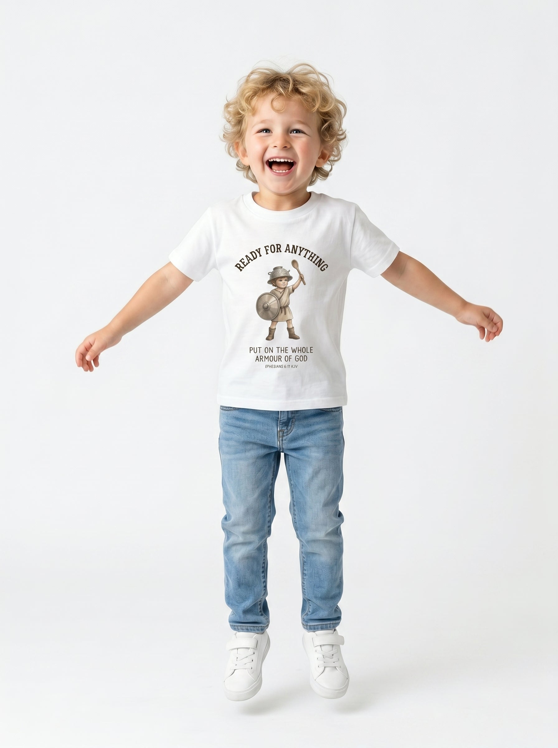 'Ready for Anything' - Armor of God Toddlers Tee in – Kids clothes | Little Ark | Christian Clothing Brand