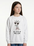 'He Lifted Up Mine Head' - Giraffe Crewneck Kids Sweatshirt