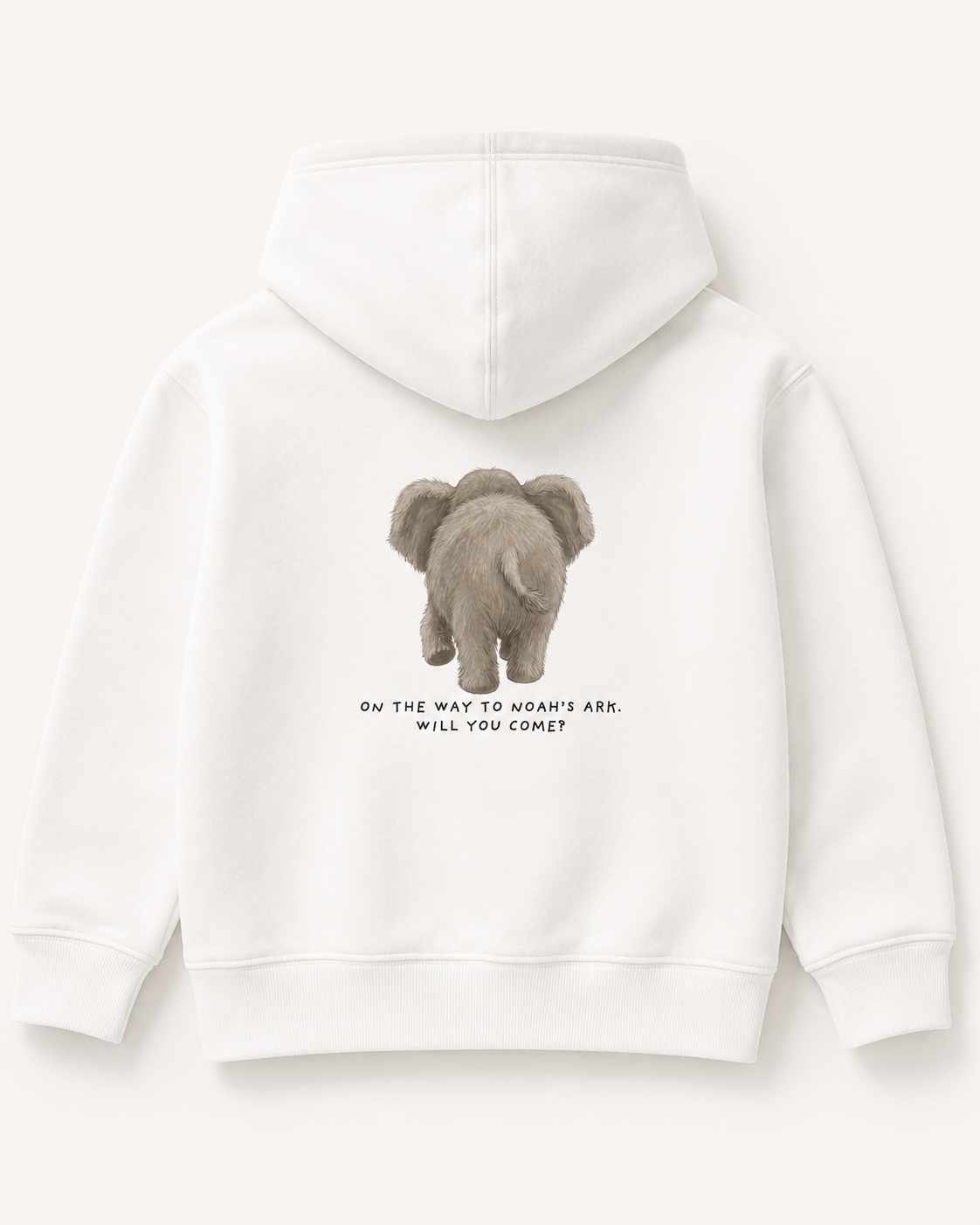 Elephant 'On the way to Noah's Ark' Mens Graphic Hoodie