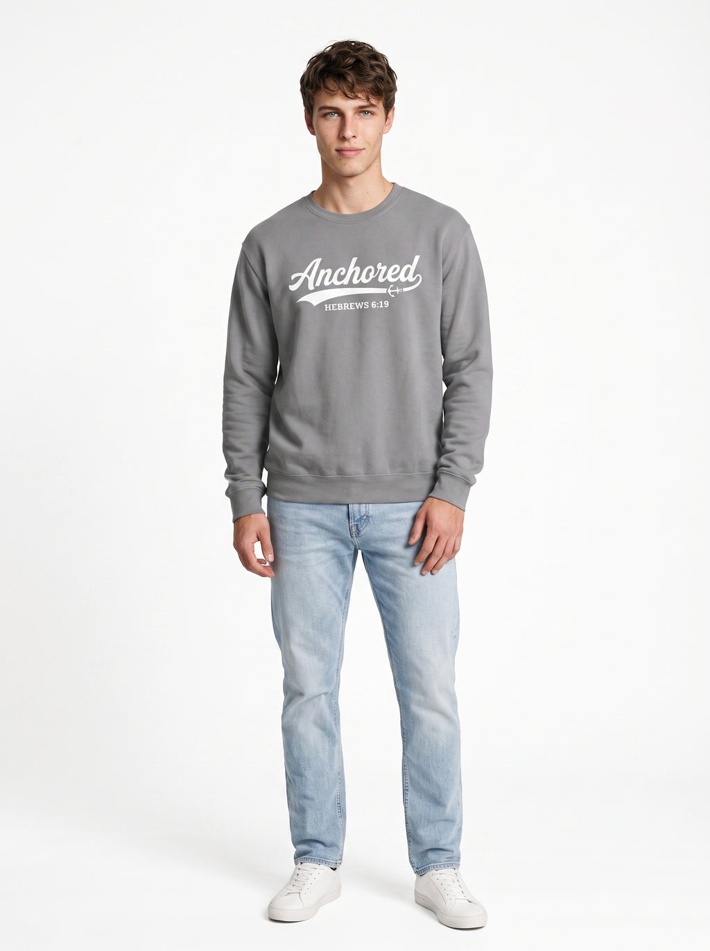 'Anchored - 'Hebrews 6:19' Mens  Crewneck Sweatshirt
