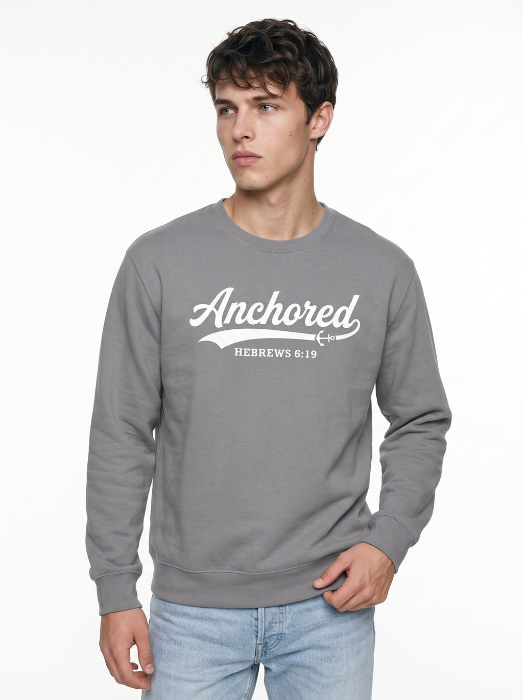'Anchored - 'Hebrews 6:19' Mens  Crewneck Sweatshirt