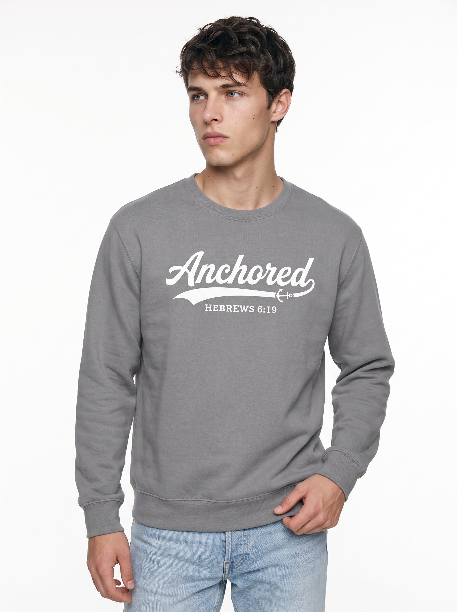 'Anchored - 'Hebrews 6:19' Mens  Crewneck Sweatshirt