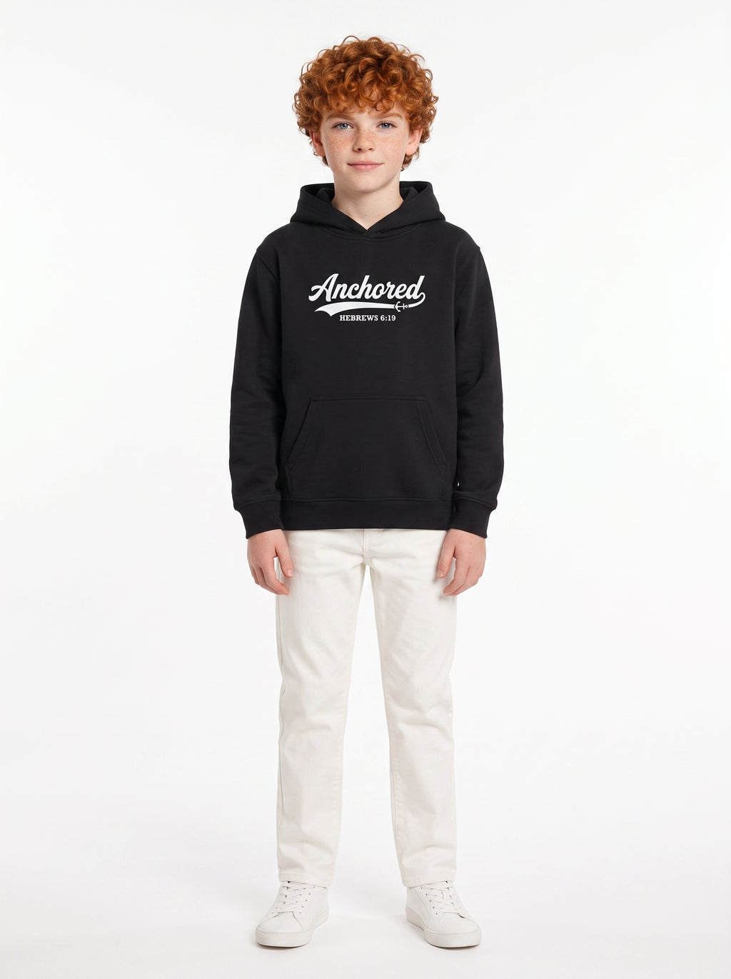 'Anchored - 'Hebrews 6:19' Kids Pullover Hoodie in – Kids clothes | Little Ark | Christian Clothing Brand