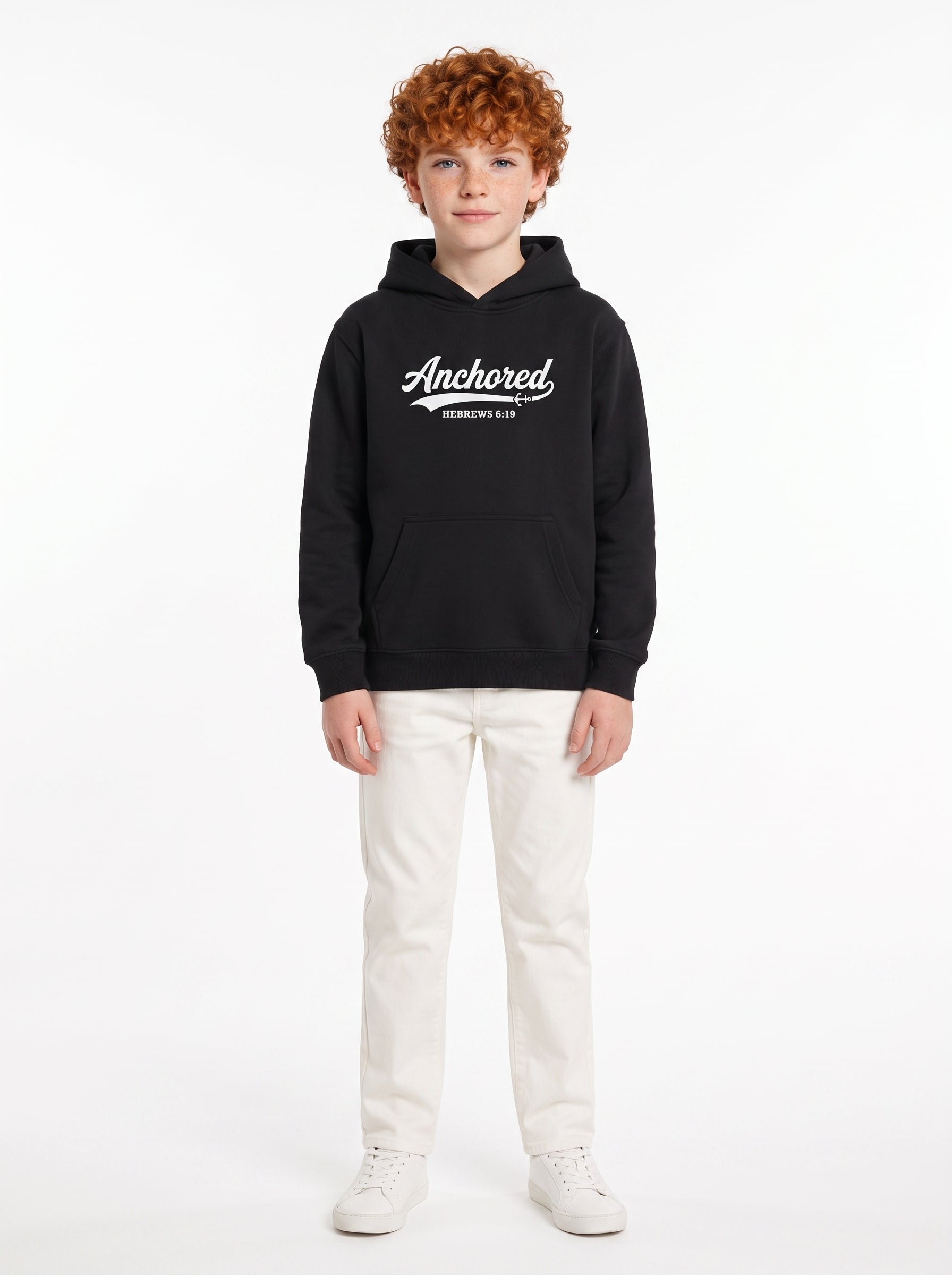 'Anchored - 'Hebrews 6:19' Kids Pullover Hoodie in – Kids clothes | Little Ark | Christian Clothing Brand