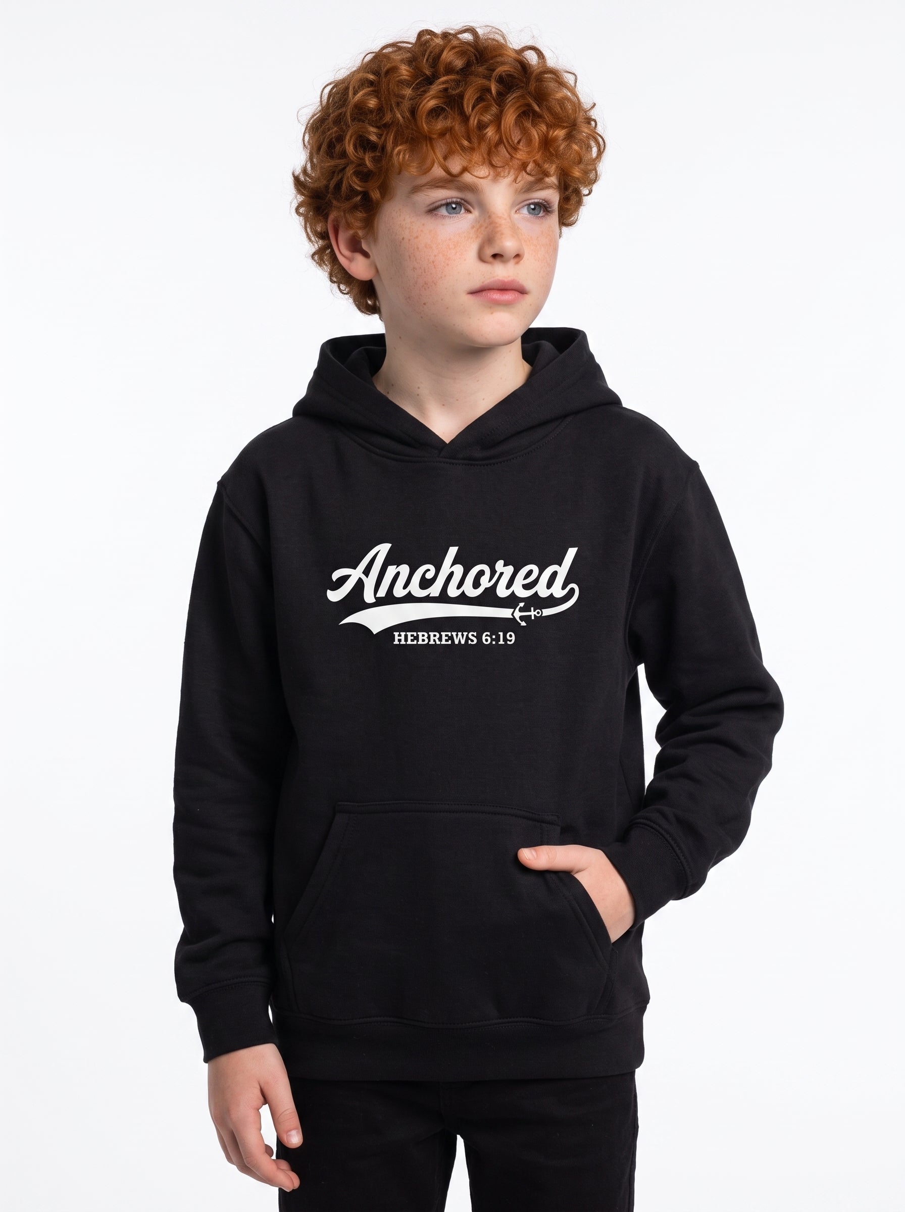 'Anchored - 'Hebrews 6:19' Kids Pullover Hoodie in – Kids clothes | Little Ark | Christian Clothing Brand