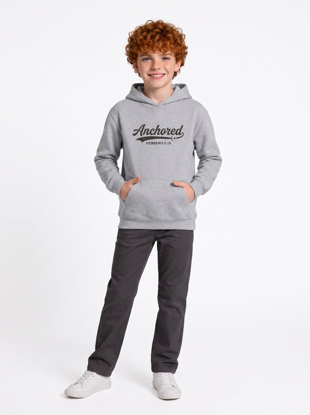 'Anchored - 'Hebrews 6:19' Kids Pullover Hoodie in – Kids clothes | Little Ark | Christian Clothing Brand