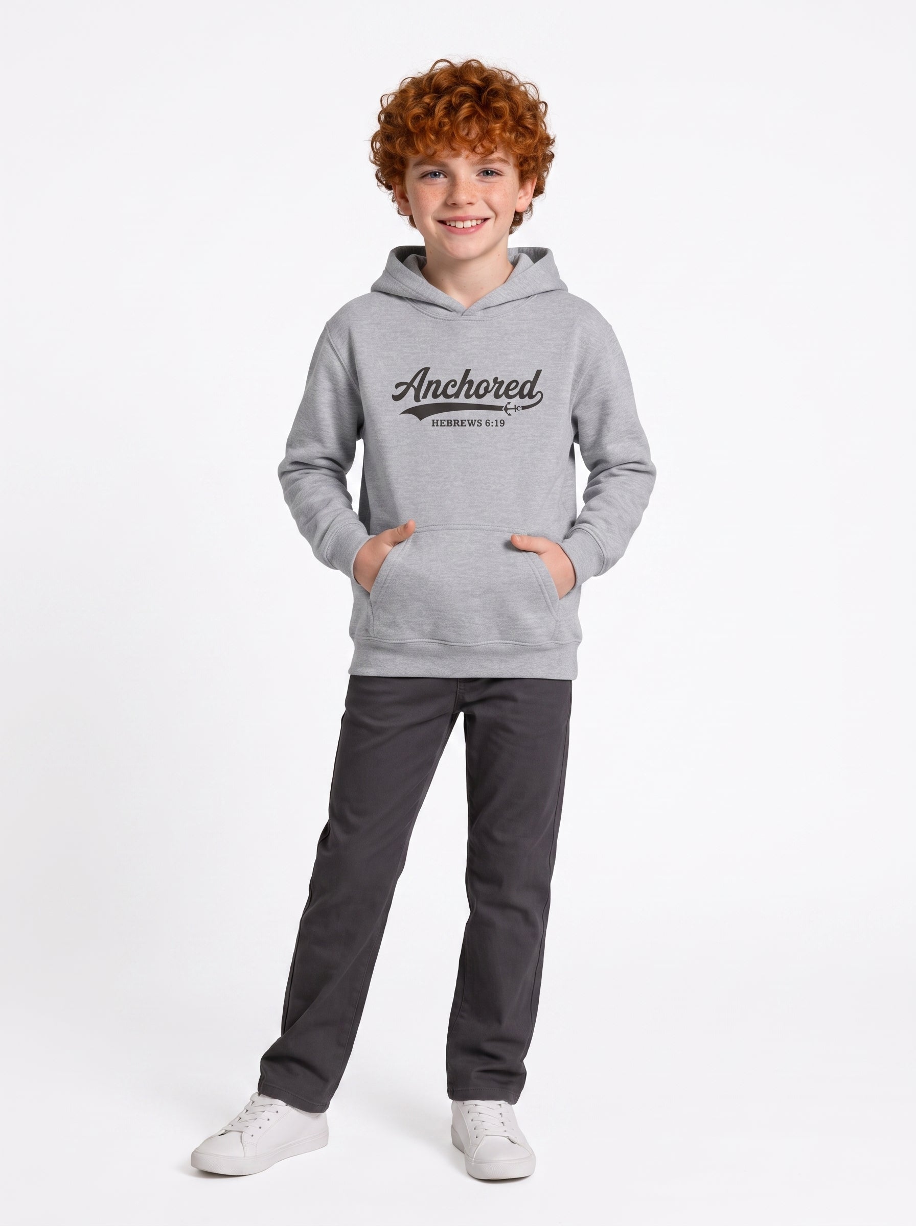'Anchored - 'Hebrews 6:19' Kids Pullover Hoodie in – Kids clothes | Little Ark | Christian Clothing Brand