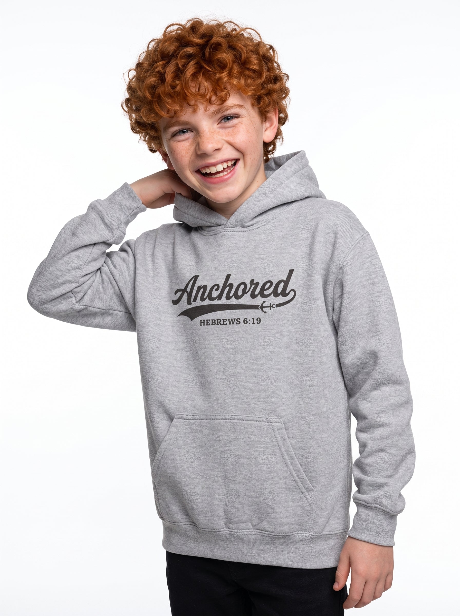 'Anchored - 'Hebrews 6:19' Kids Pullover Hoodie in – Kids clothes | Little Ark | Christian Clothing Brand