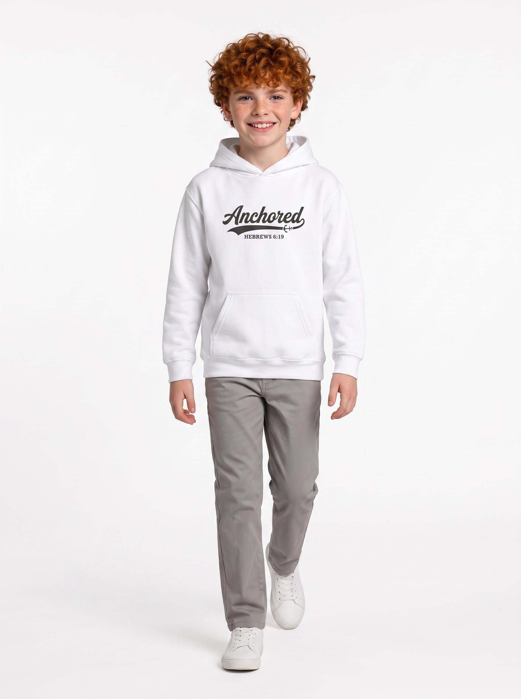'Anchored - 'Hebrews 6:19' Kids Pullover Hoodie in – Kids clothes | Little Ark | Christian Clothing Brand