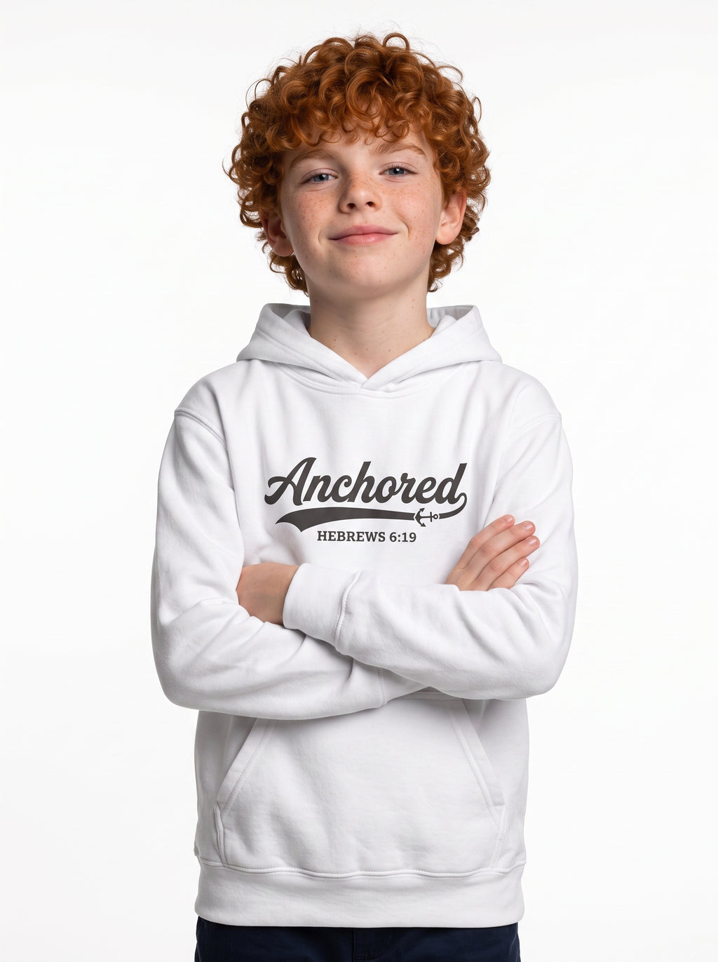 'Anchored - 'Hebrews 6:19' Kids Pullover Hoodie in – Kids clothes | Little Ark | Christian Clothing Brand