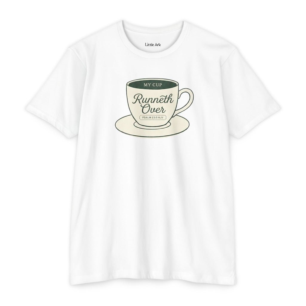 My Cup Runneth Over Vintage Mens Tee in CVC White – T-Shirt | Little Ark | Christian Clothing Brand