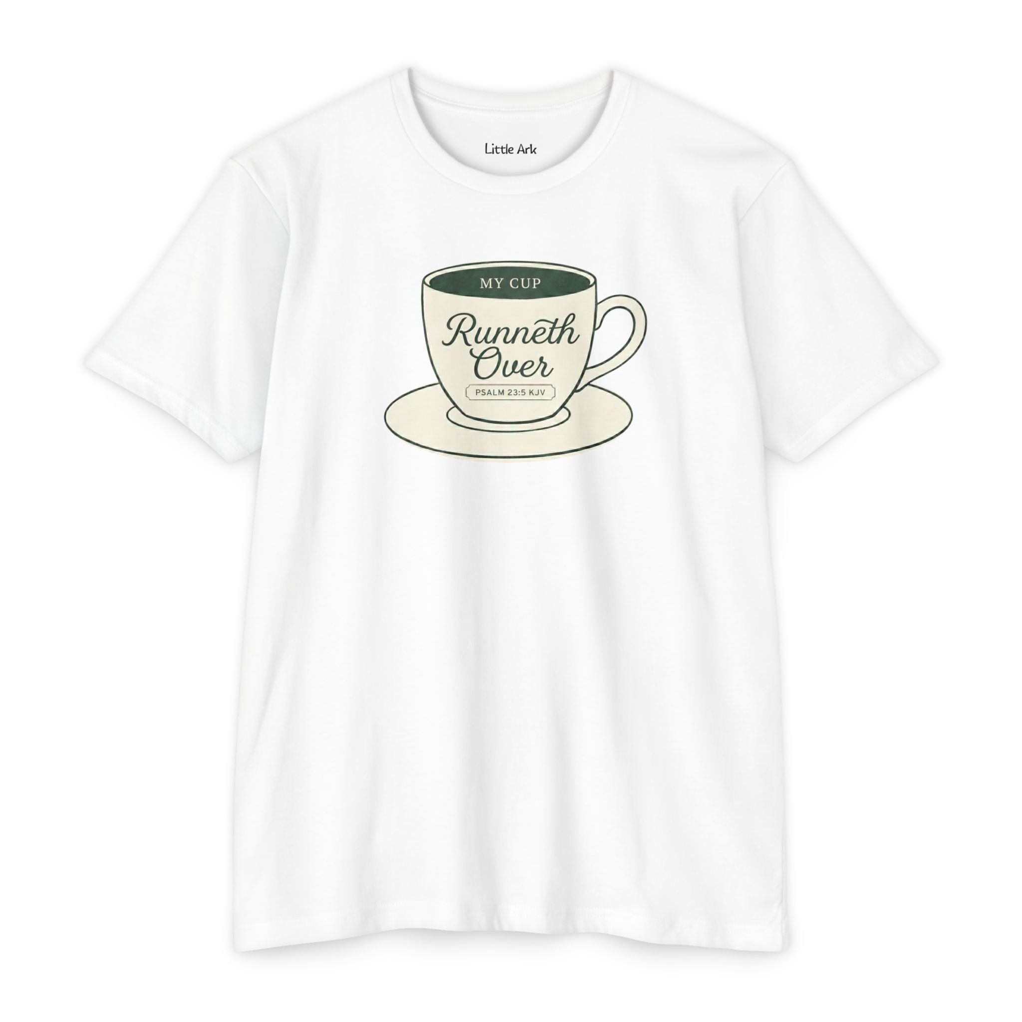 My Cup Runneth Over Vintage Mens Tee in CVC White – T-Shirt | Little Ark | Christian Clothing Brand