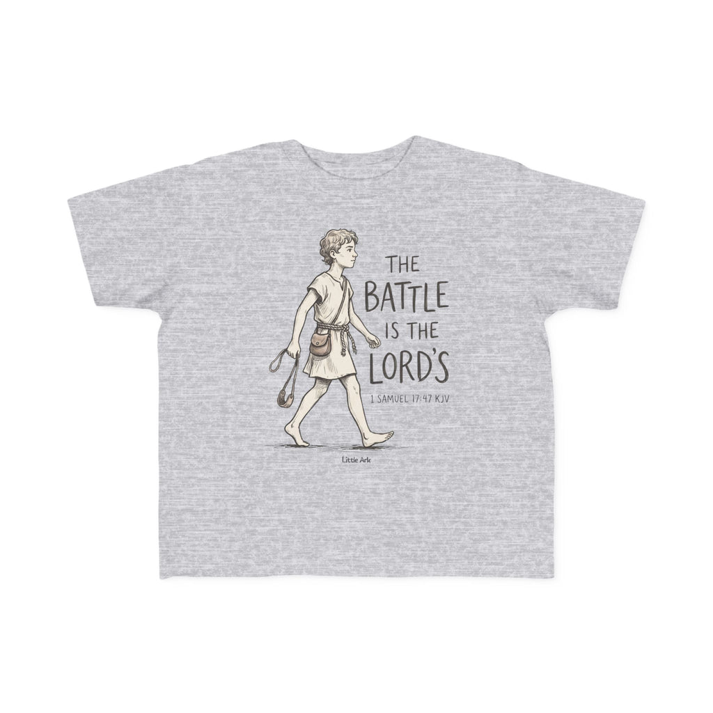 'The Battle Is The Lord's' Toddlers Tee in Heather – Kids clothes | Little Ark | Christian Clothing Brand