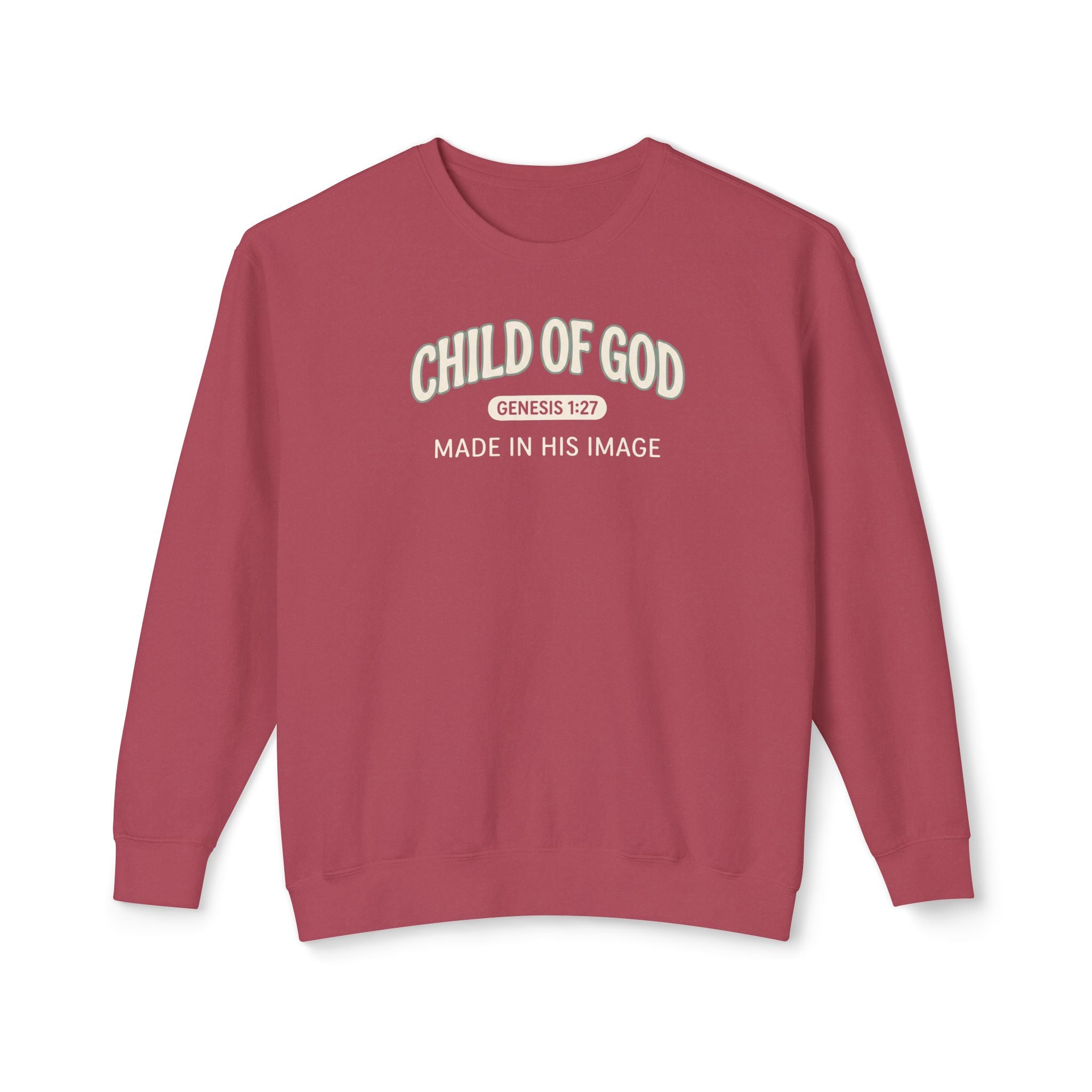 'Child of God' - 'Made in His Image' Mens Sweatshirt in Crimson – Sweatshirt | Little Ark | Christian Clothing Brand