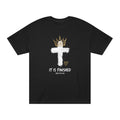 'It Is Finished'– Christian Faith Crown (John 19:30) Mens Tee in Black – T-Shirt | Little Ark | Christian Clothing Brand